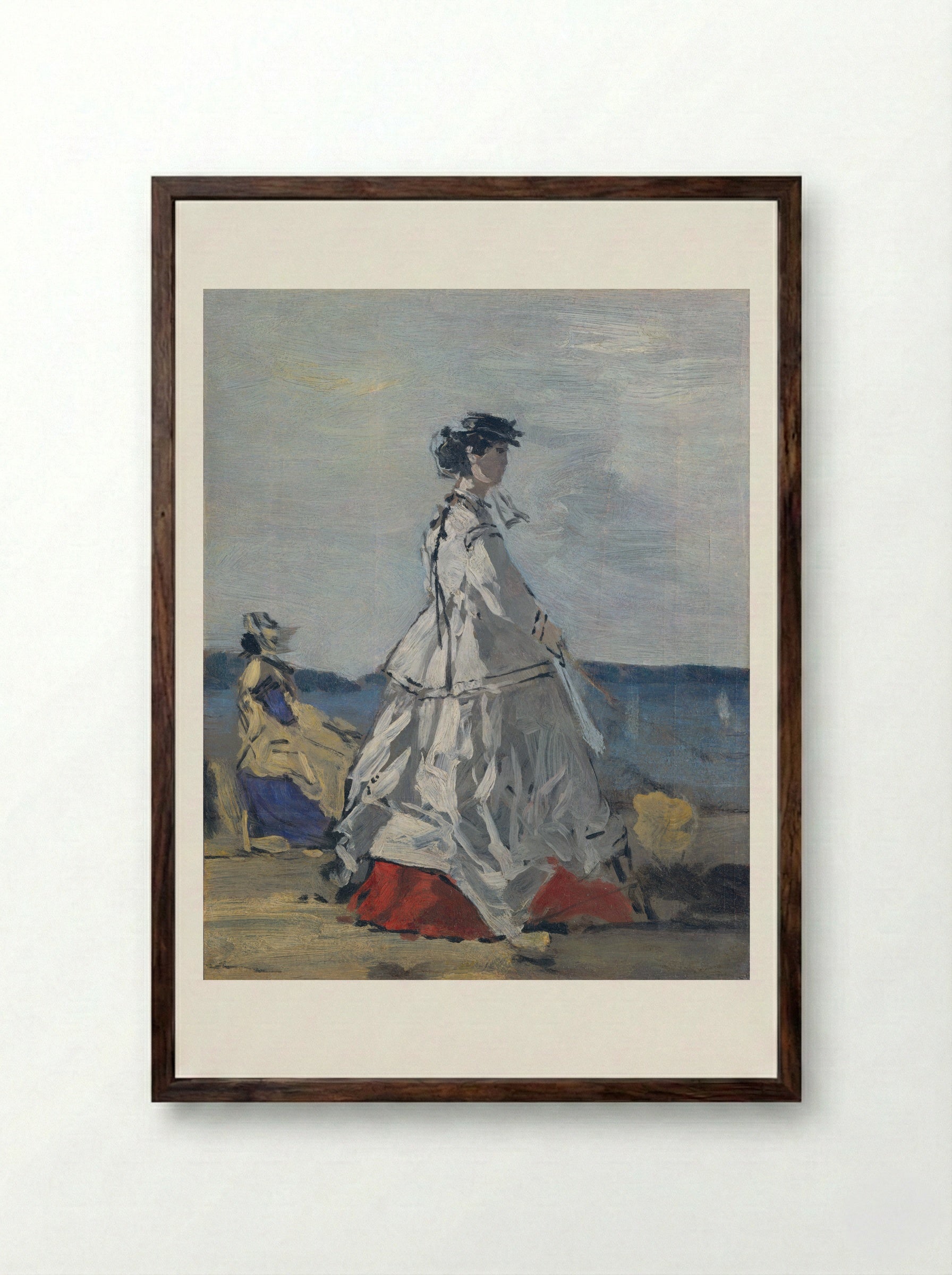 Princess Pauline Metternich on the Beach - Eugène Boudin - Framed Print Dark Wood