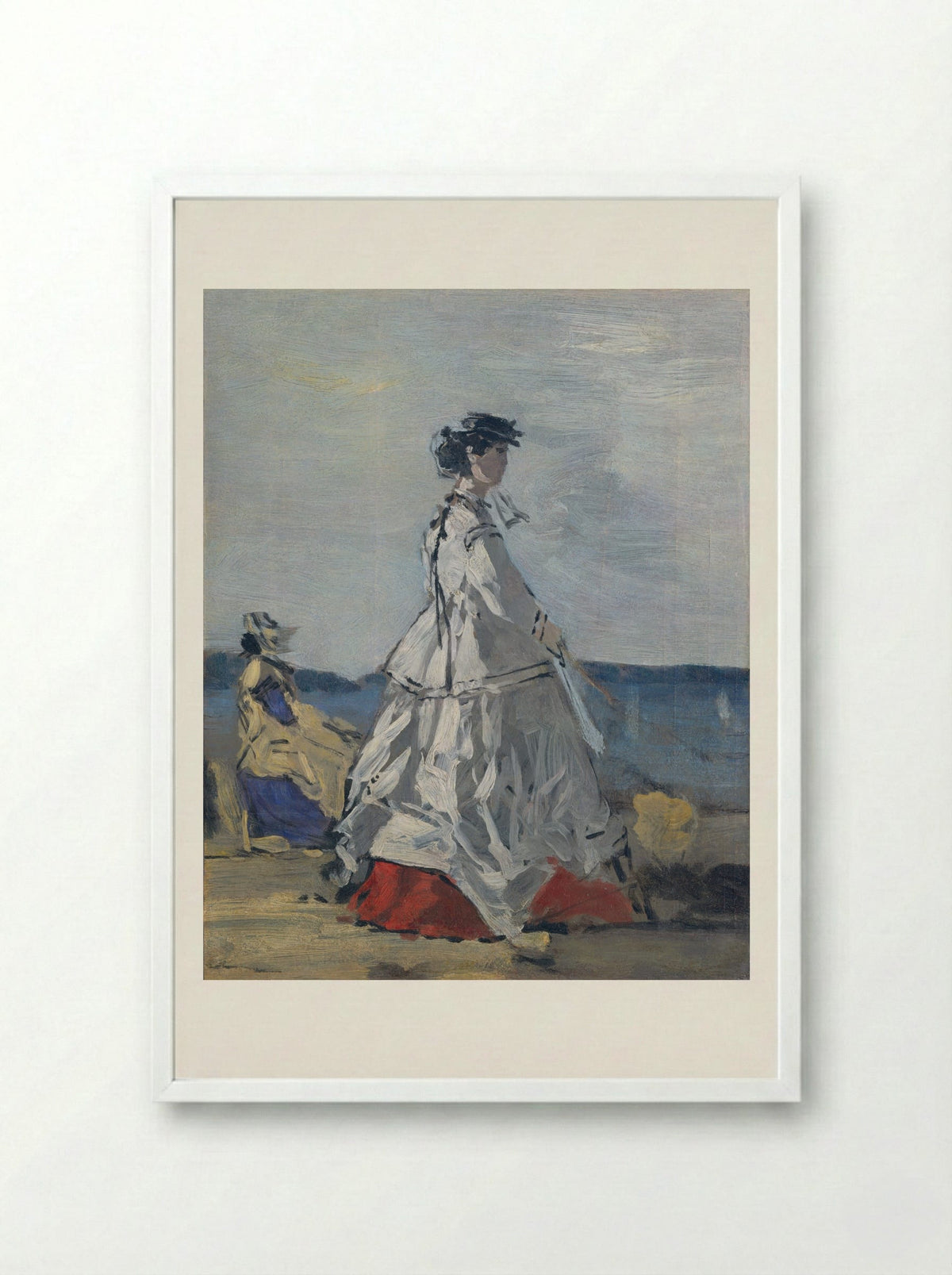 Princess Pauline Metternich on the Beach - Eugène Boudin - Framed Print White