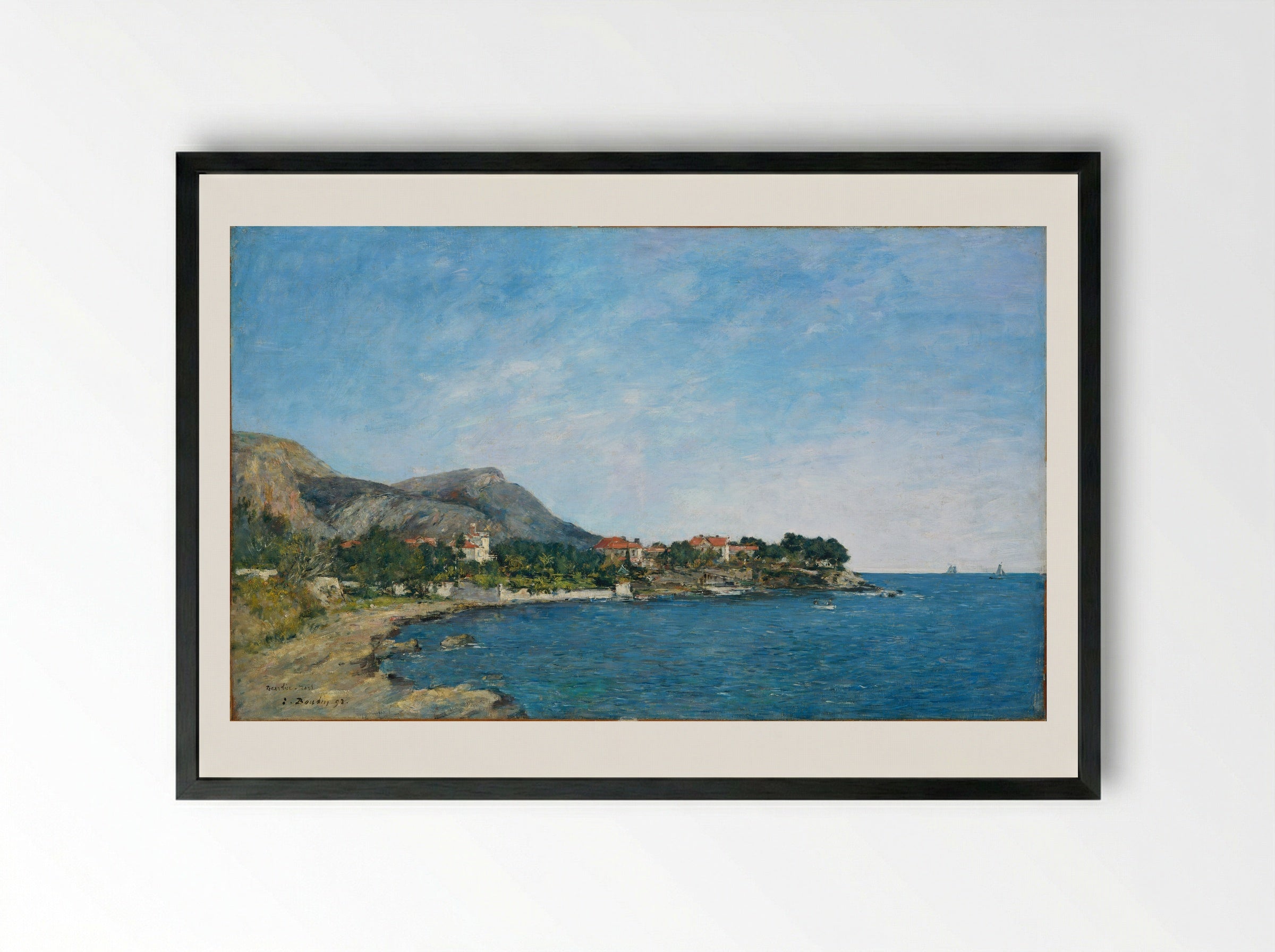 Beaulieu: The Bay of Fourmis - Eugène Boudin - Framed Print Black