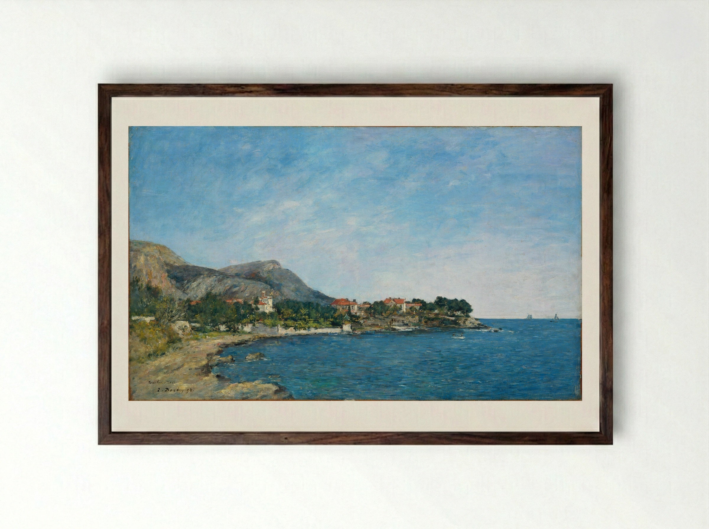 Beaulieu: The Bay of Fourmis - Eugène Boudin - Framed Print Dark Wood