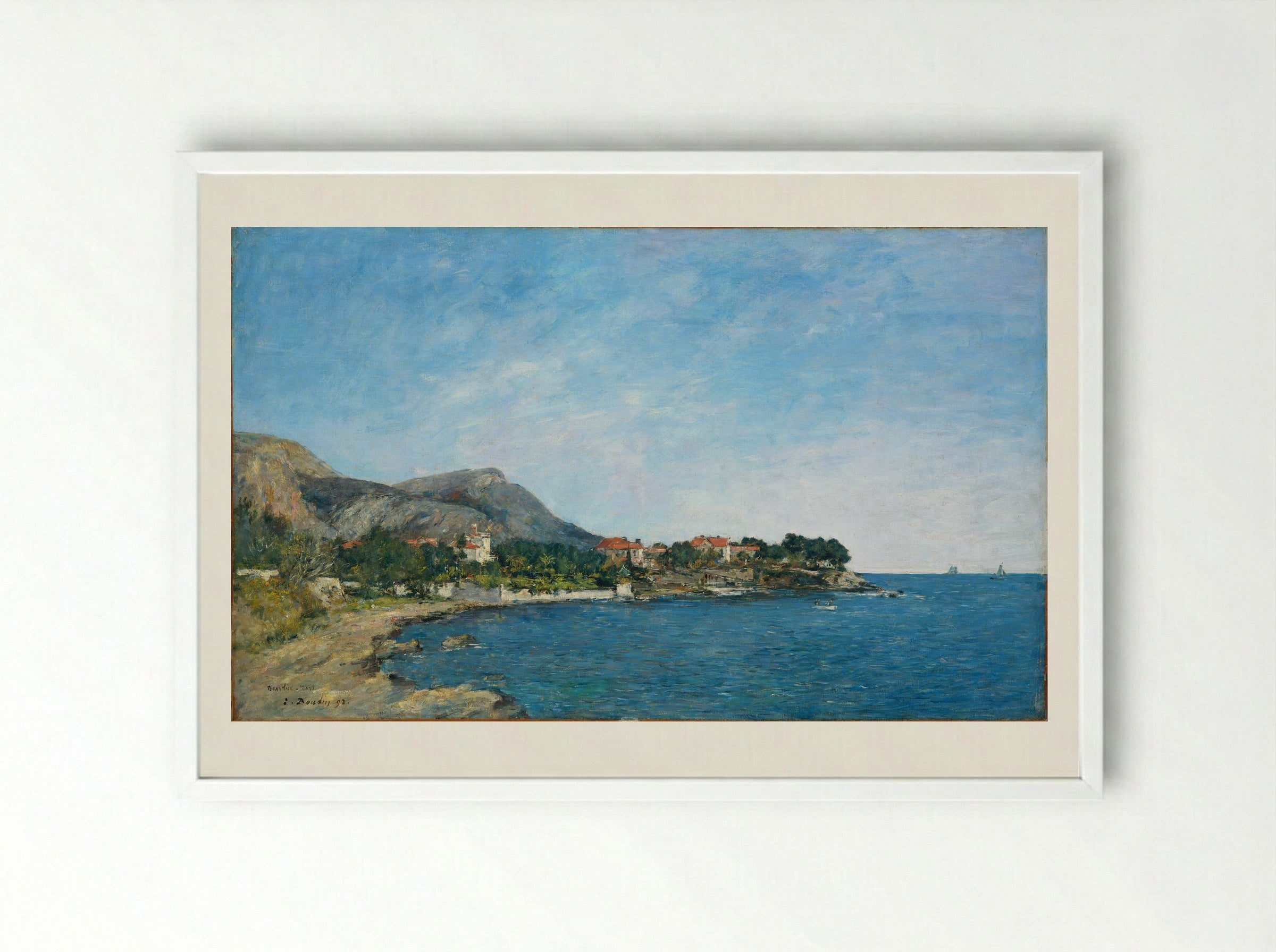 Beaulieu: The Bay of Fourmis - Eugène Boudin - Framed Print White
