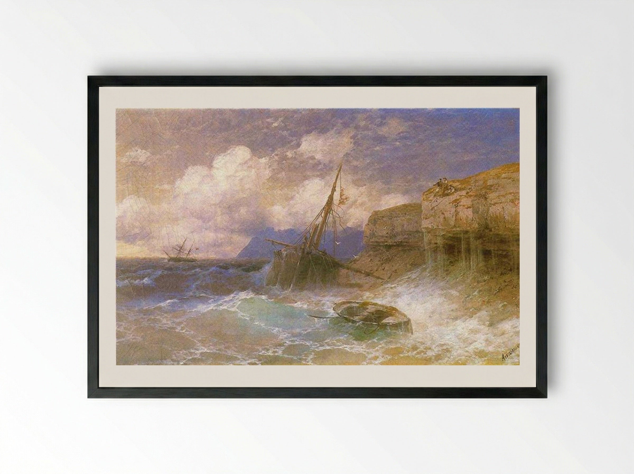 Tempest by the Coast of Odessa - Ivan Aivazovsky - Framed Print Black