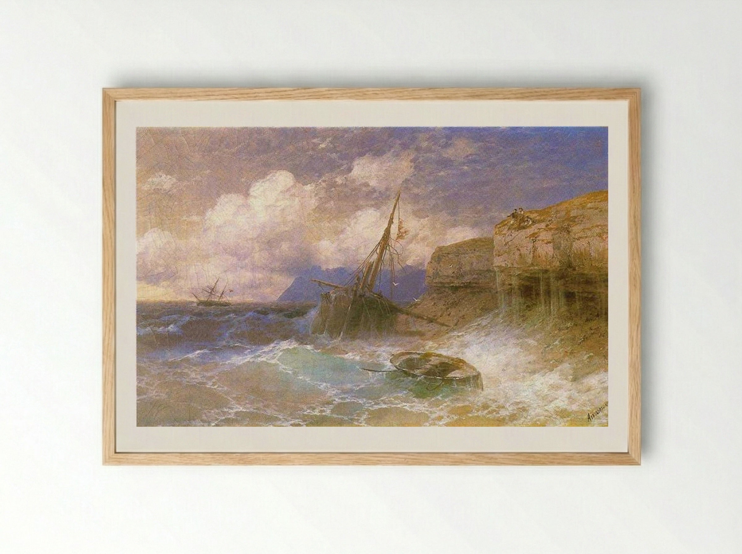 Tempest by the Coast of Odessa - Ivan Aivazovsky - Framed Print Wood