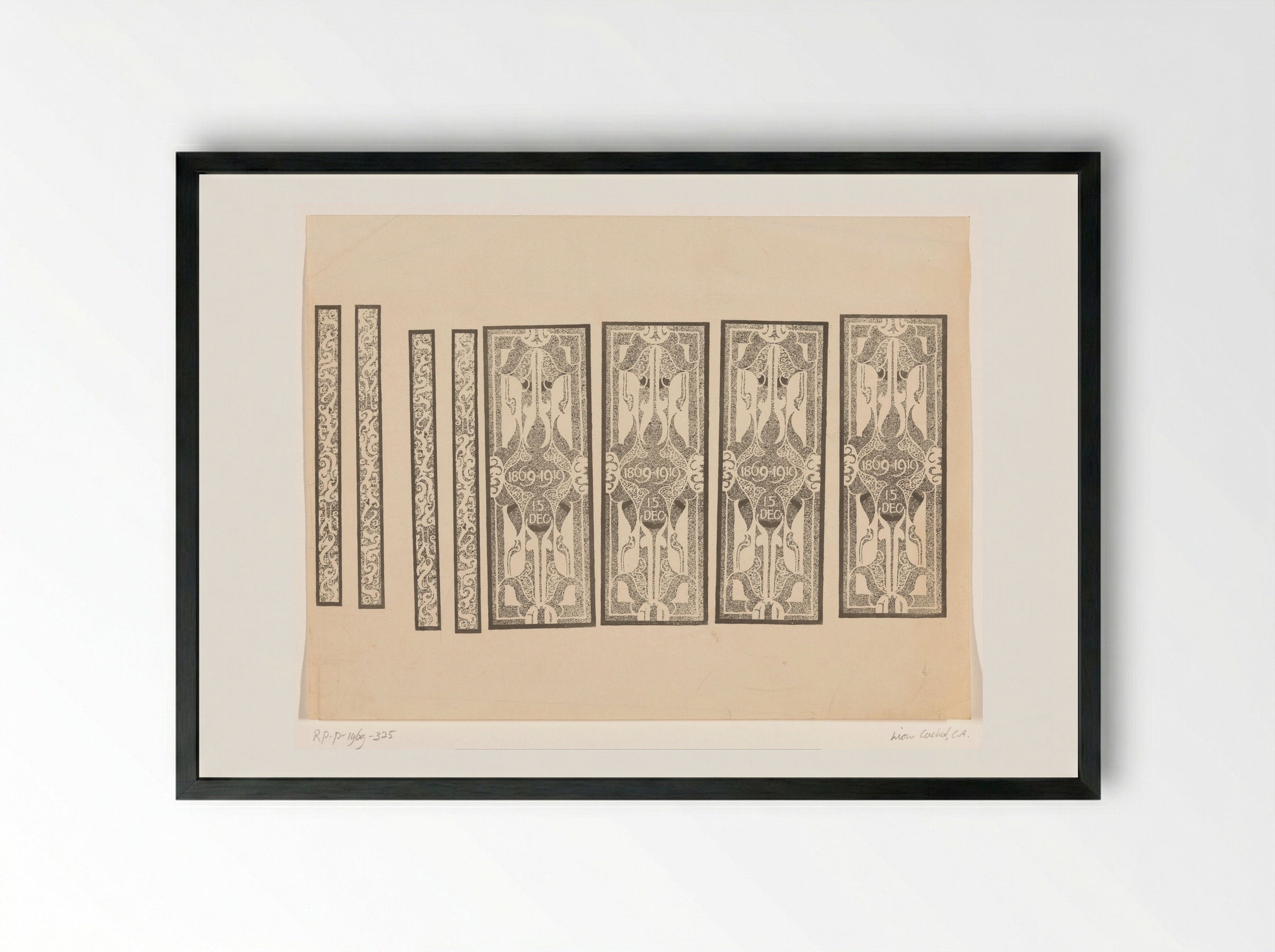 Acht kaders met siermotief - Carel Adolph Lion Cachet - Framed Print Black