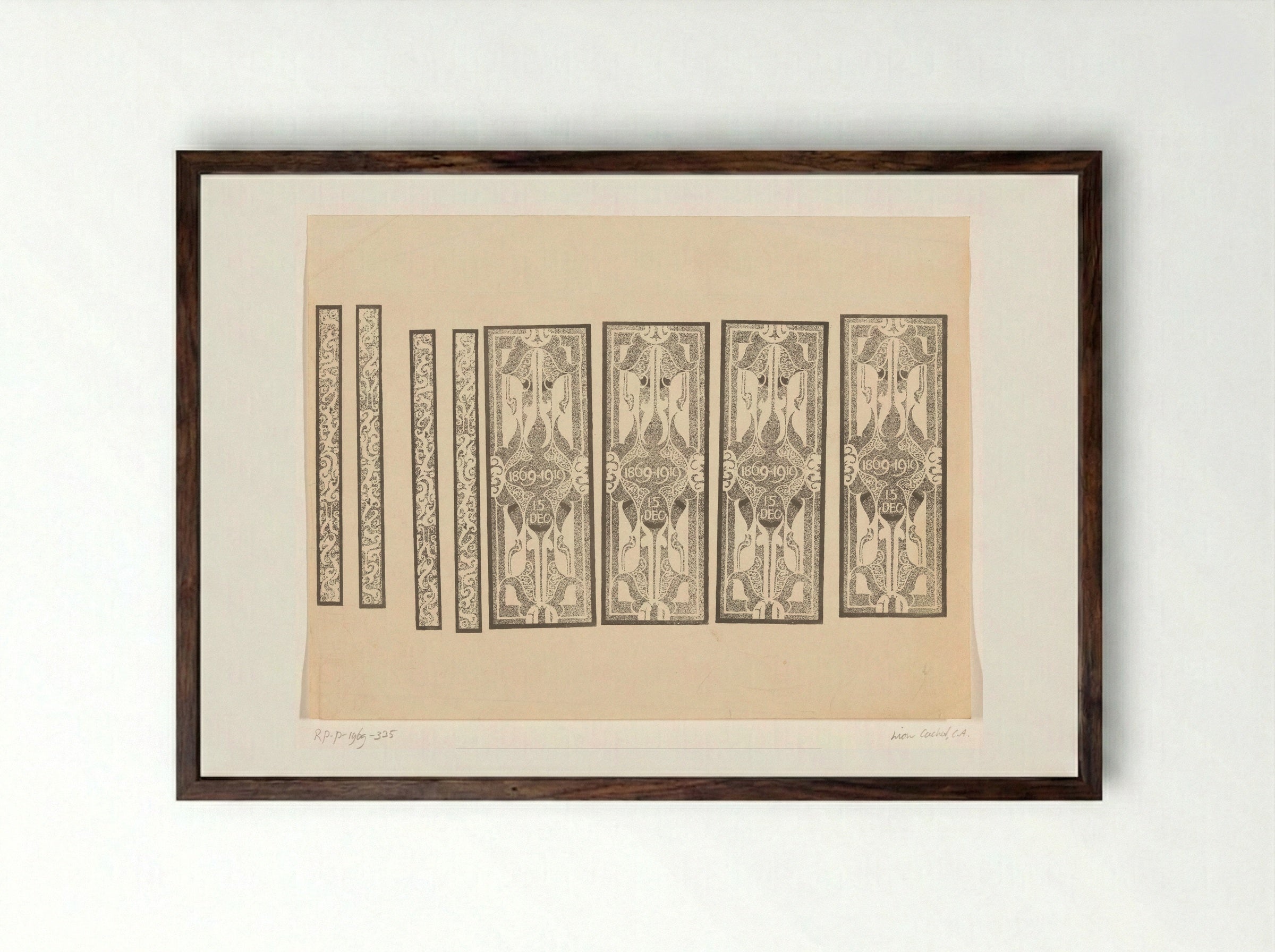 Acht kaders met siermotief - Carel Adolph Lion Cachet - Framed Print Dark Wood