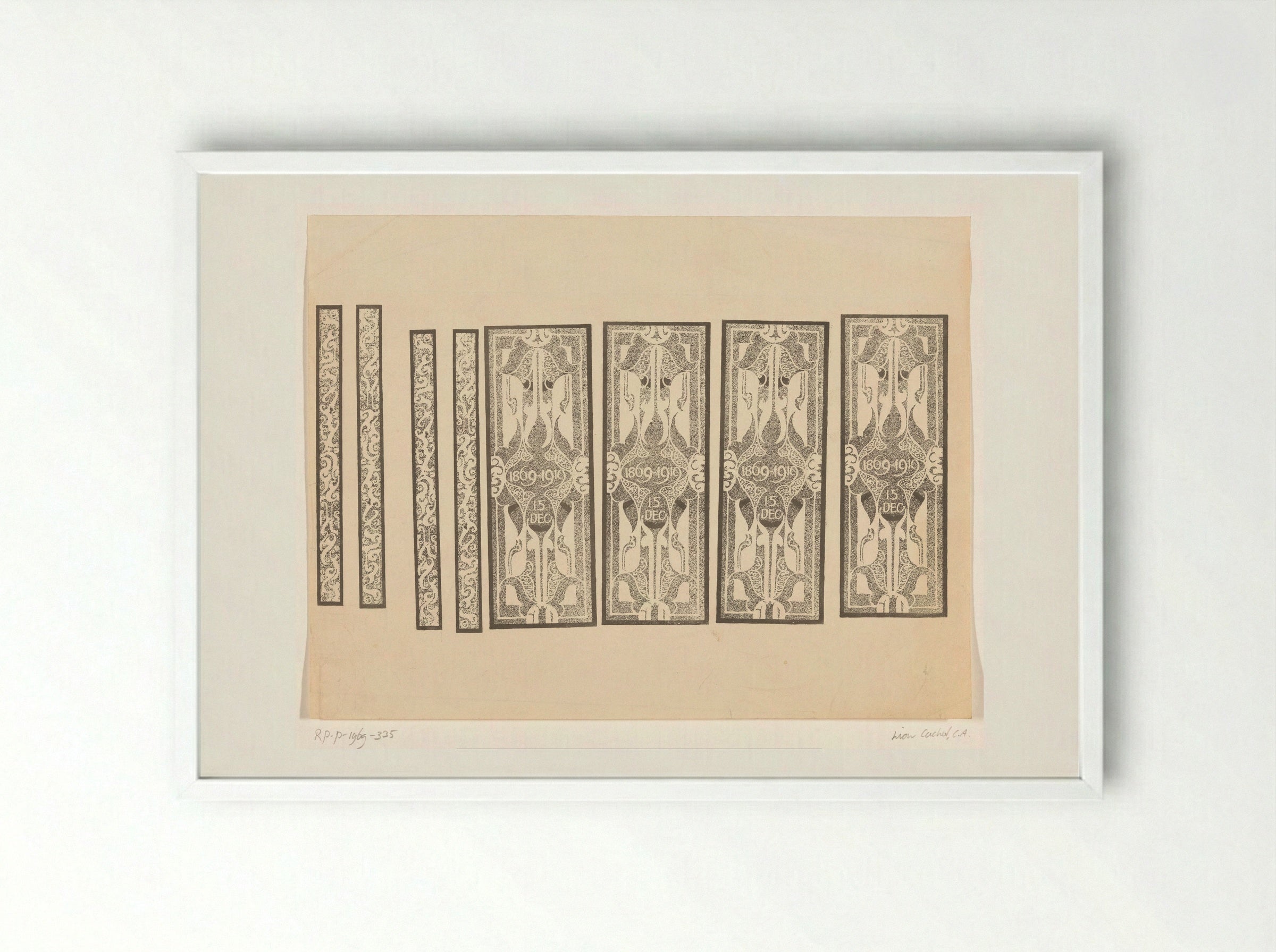 Acht kaders met siermotief - Carel Adolph Lion Cachet - Framed Print White