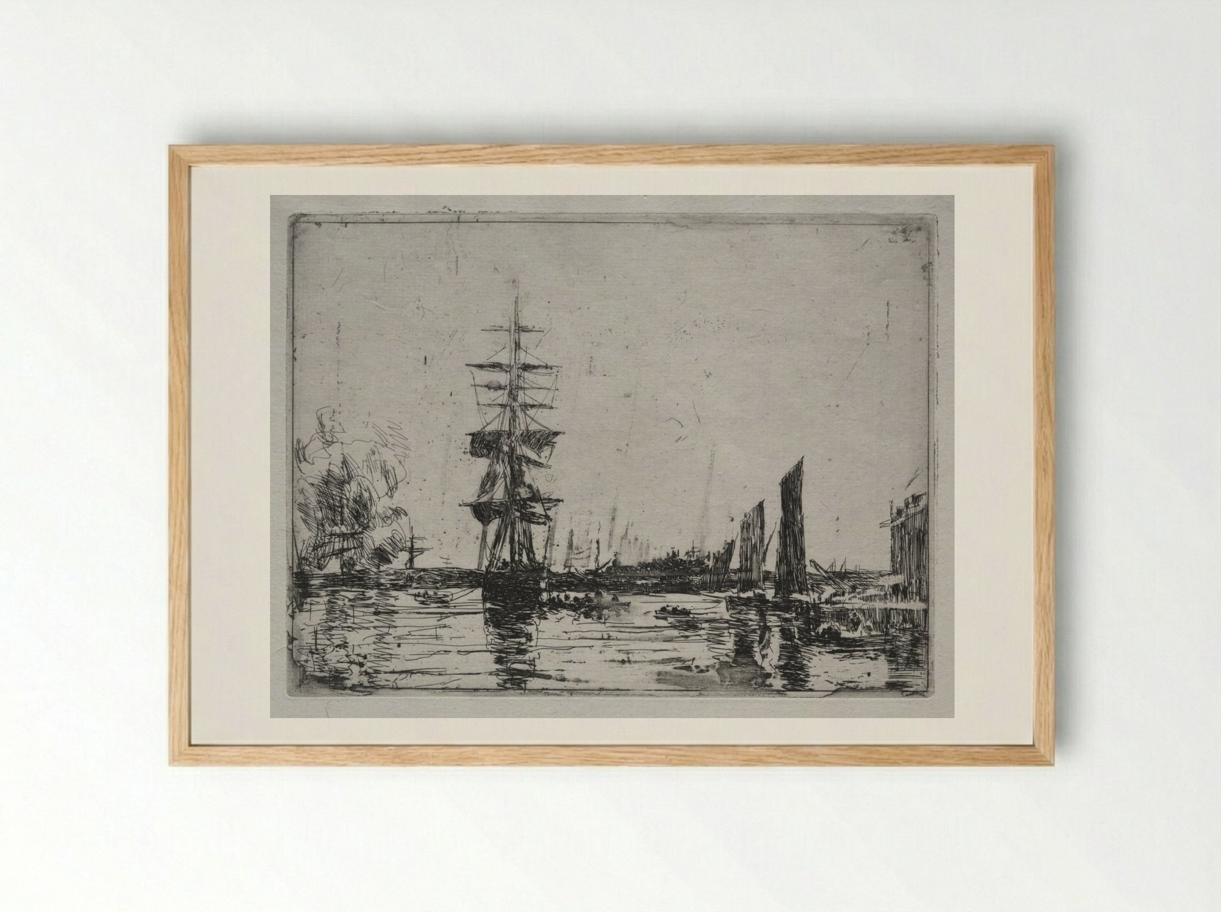 Boats at Anchor - Eugène Boudin - Framed Print Wood