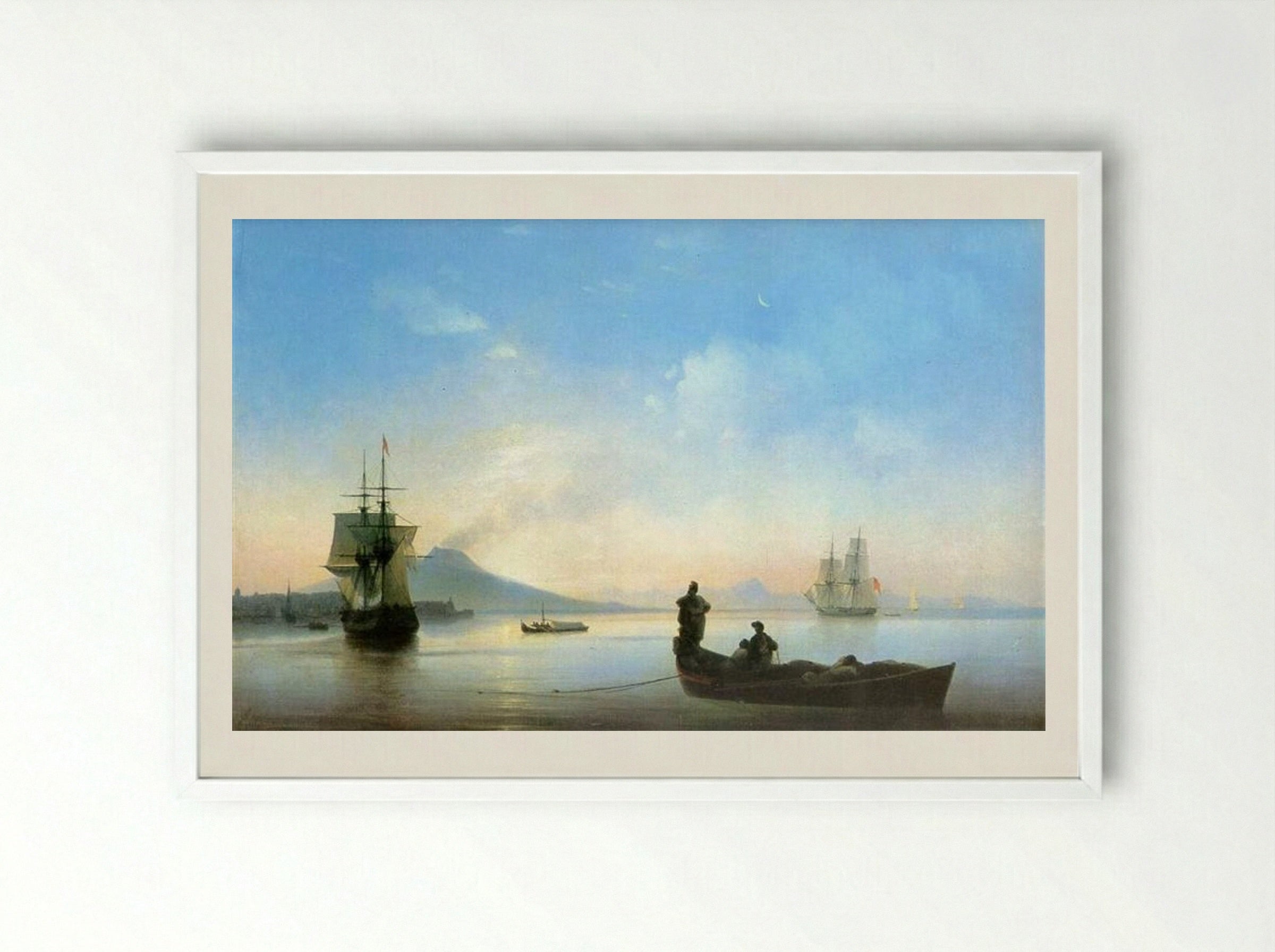 The Bay of Naples in the Morning - Ivan Aivazovsky - Framed Print White