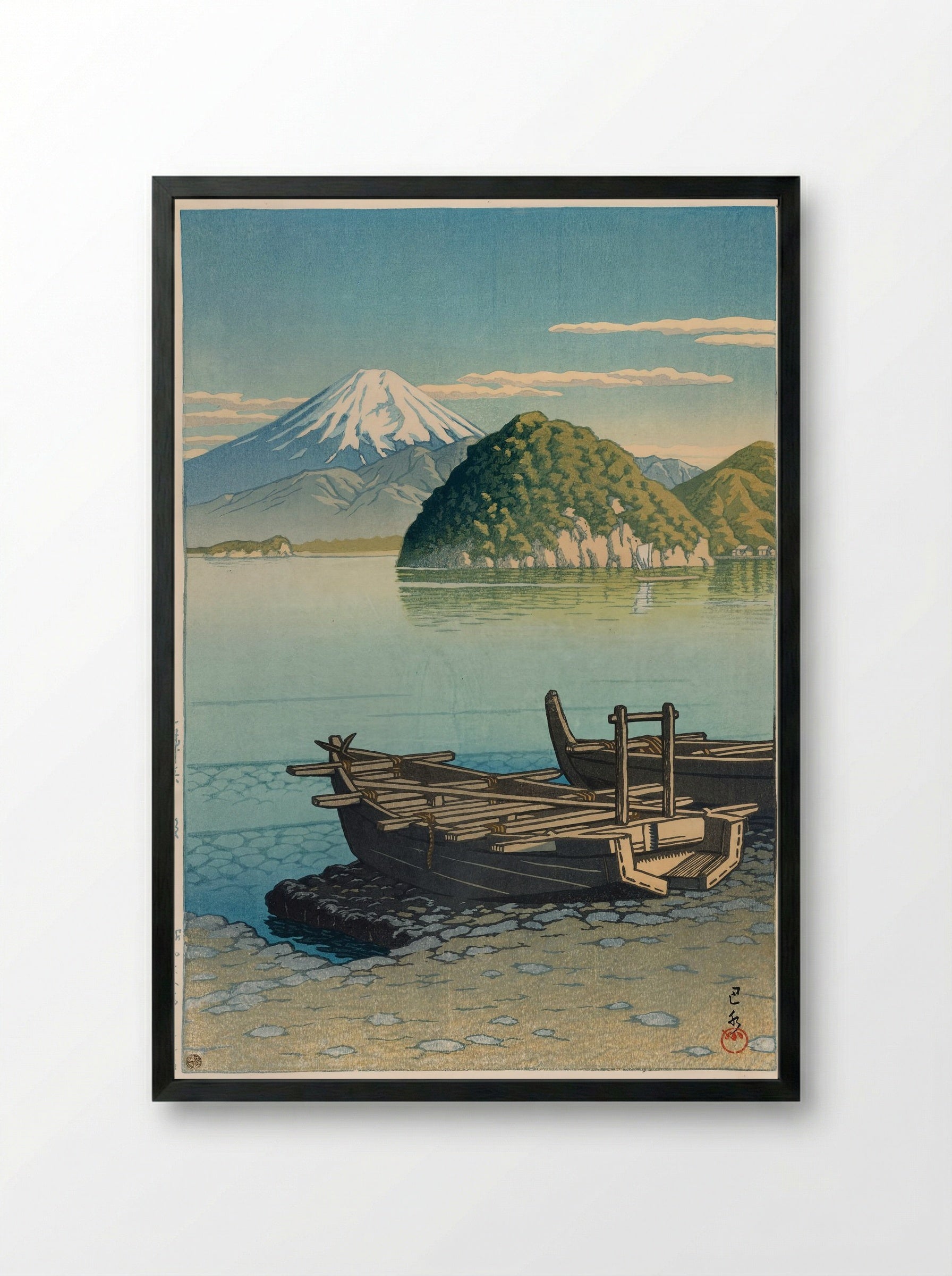 Morning at Mito Beach - Hasui Kawase - Framed Print Black