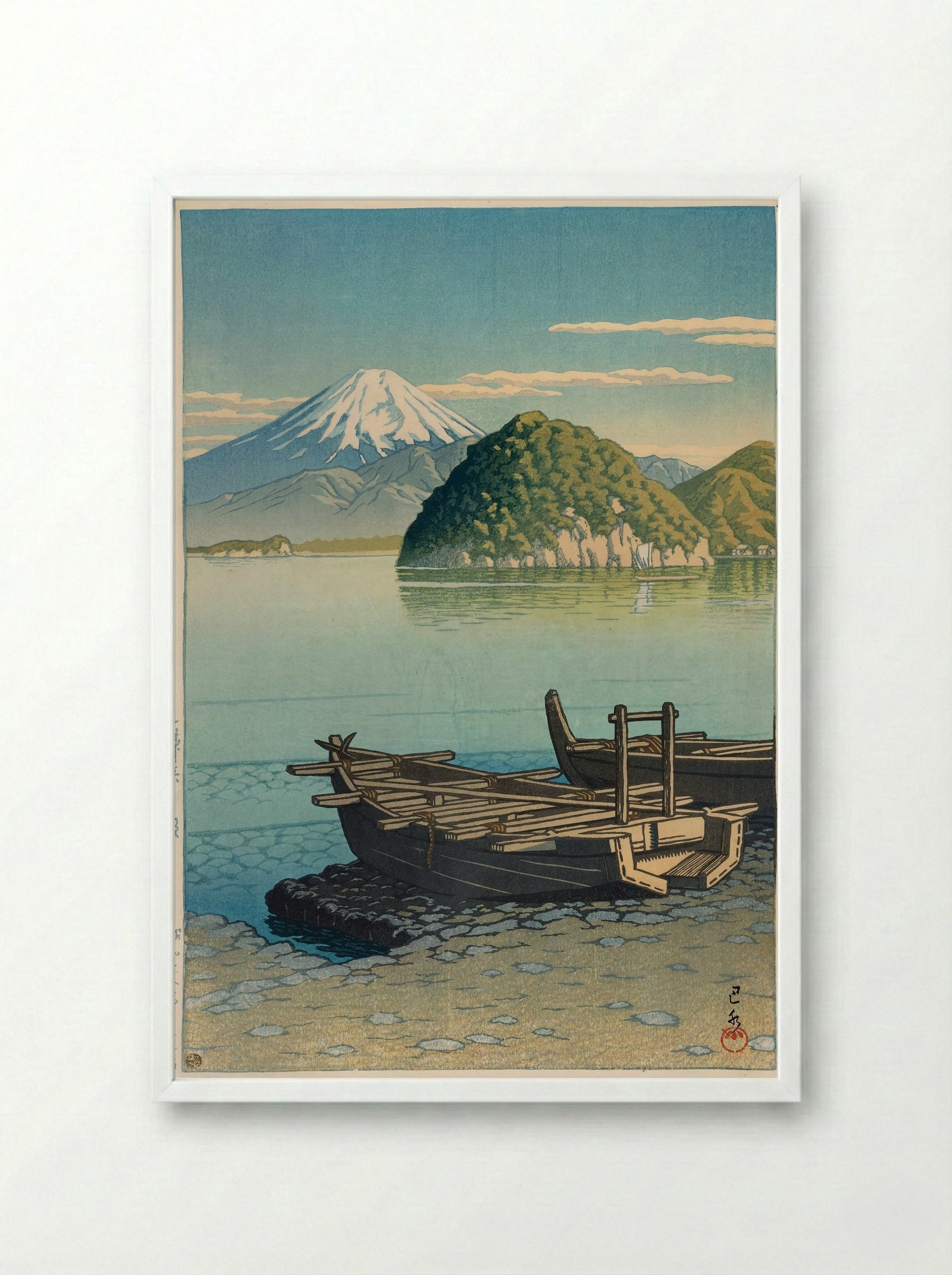 Morning at Mito Beach - Hasui Kawase - Framed Print White