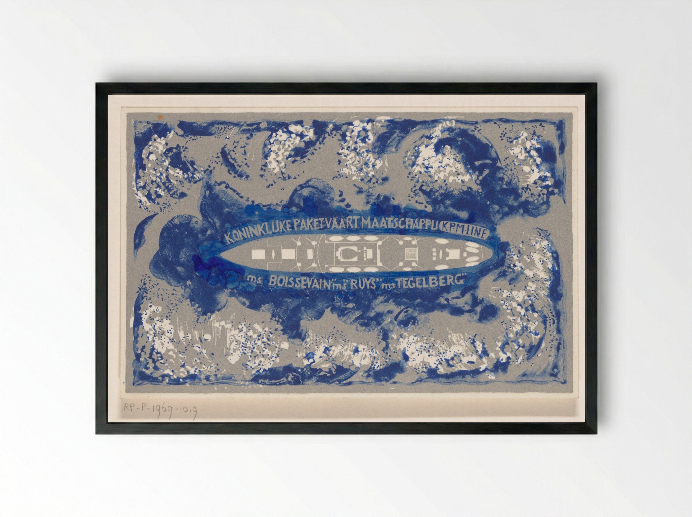 Schip van de Koninklijke Paketvaart-Maatschappij - Carel Adolph Lion Cachet - Framed Print Black
