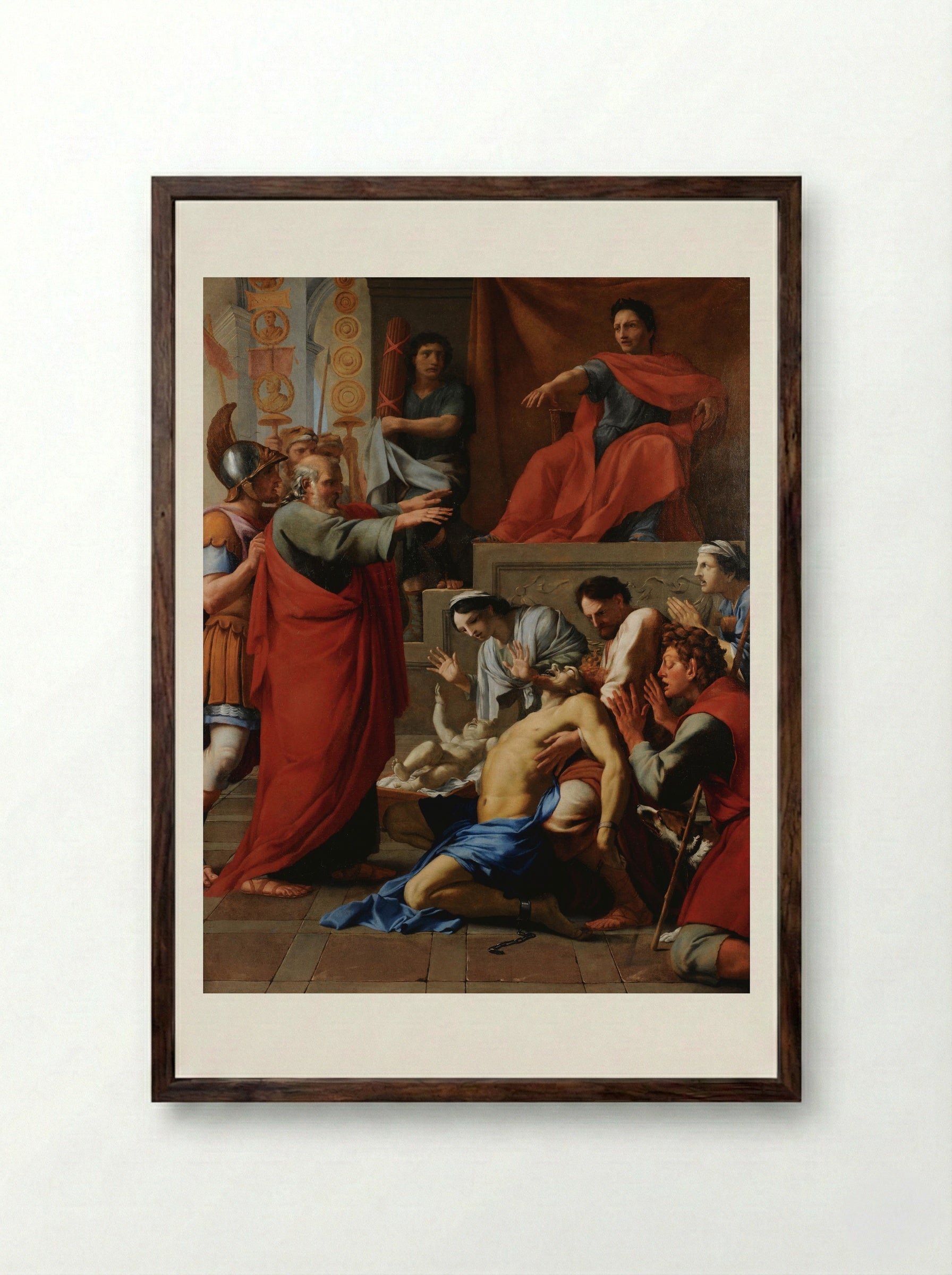 Saint Paul Preaching at Ephesus - Eustache Le Sueur - Framed Print Dark Wood