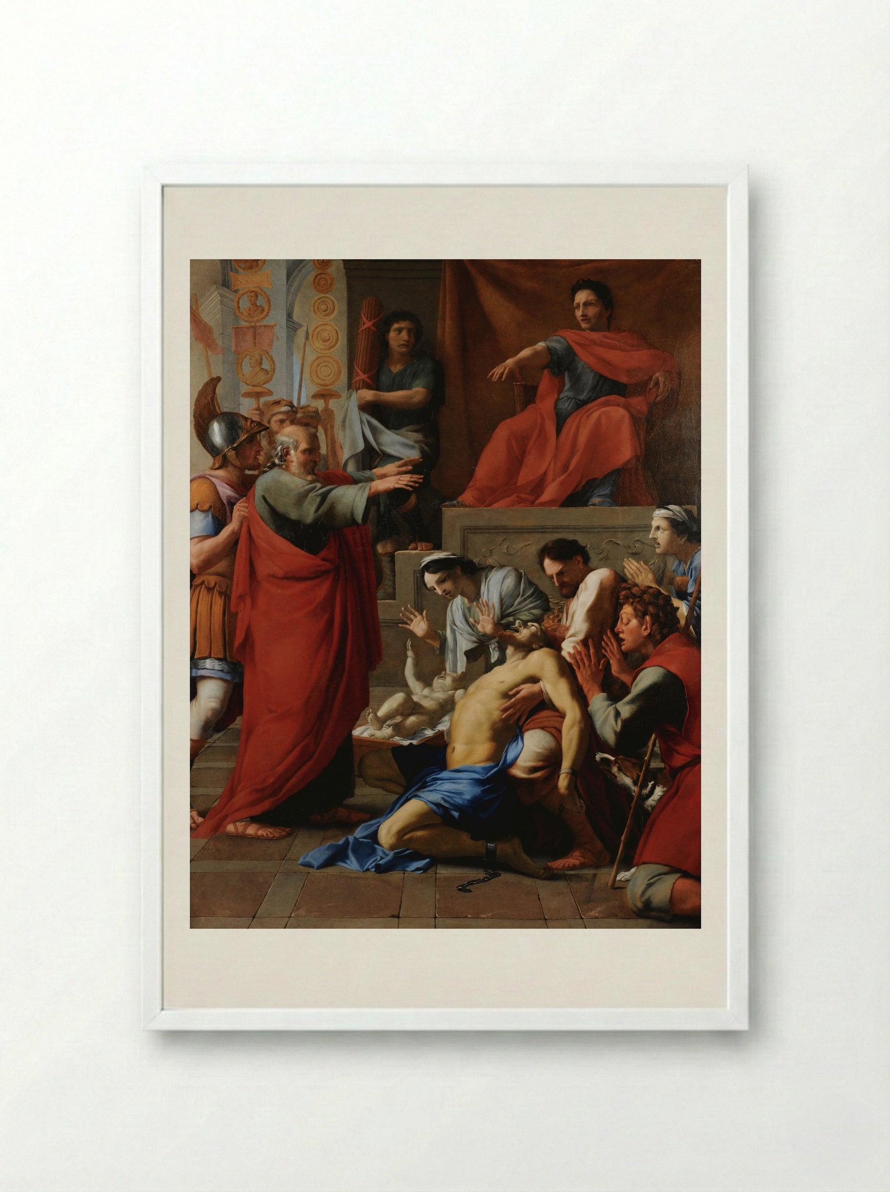 Saint Paul Preaching at Ephesus - Eustache Le Sueur - Framed Print White