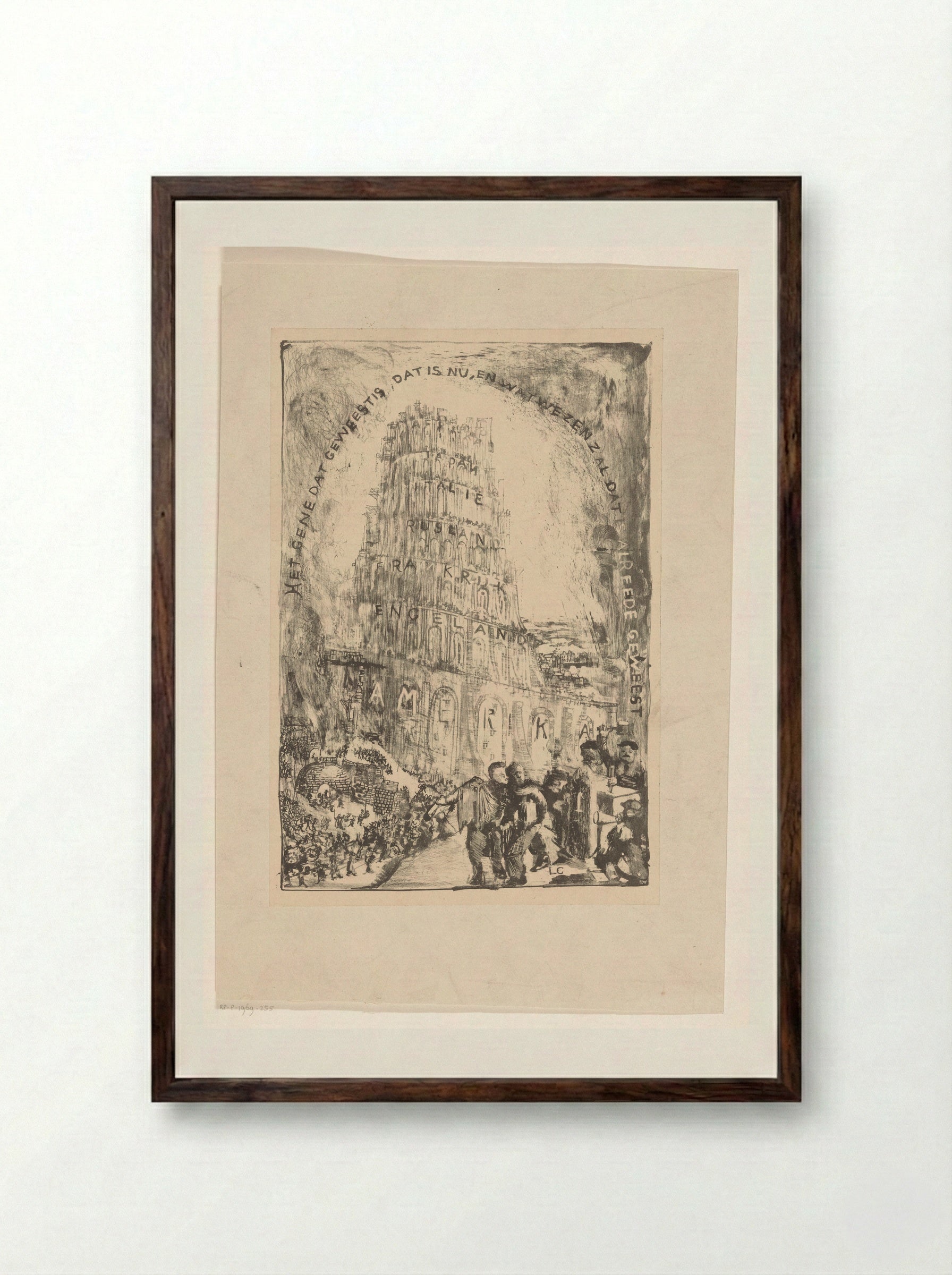 Toren met landennamen - Carel Adolph Lion Cachet - Framed Print Dark Wood