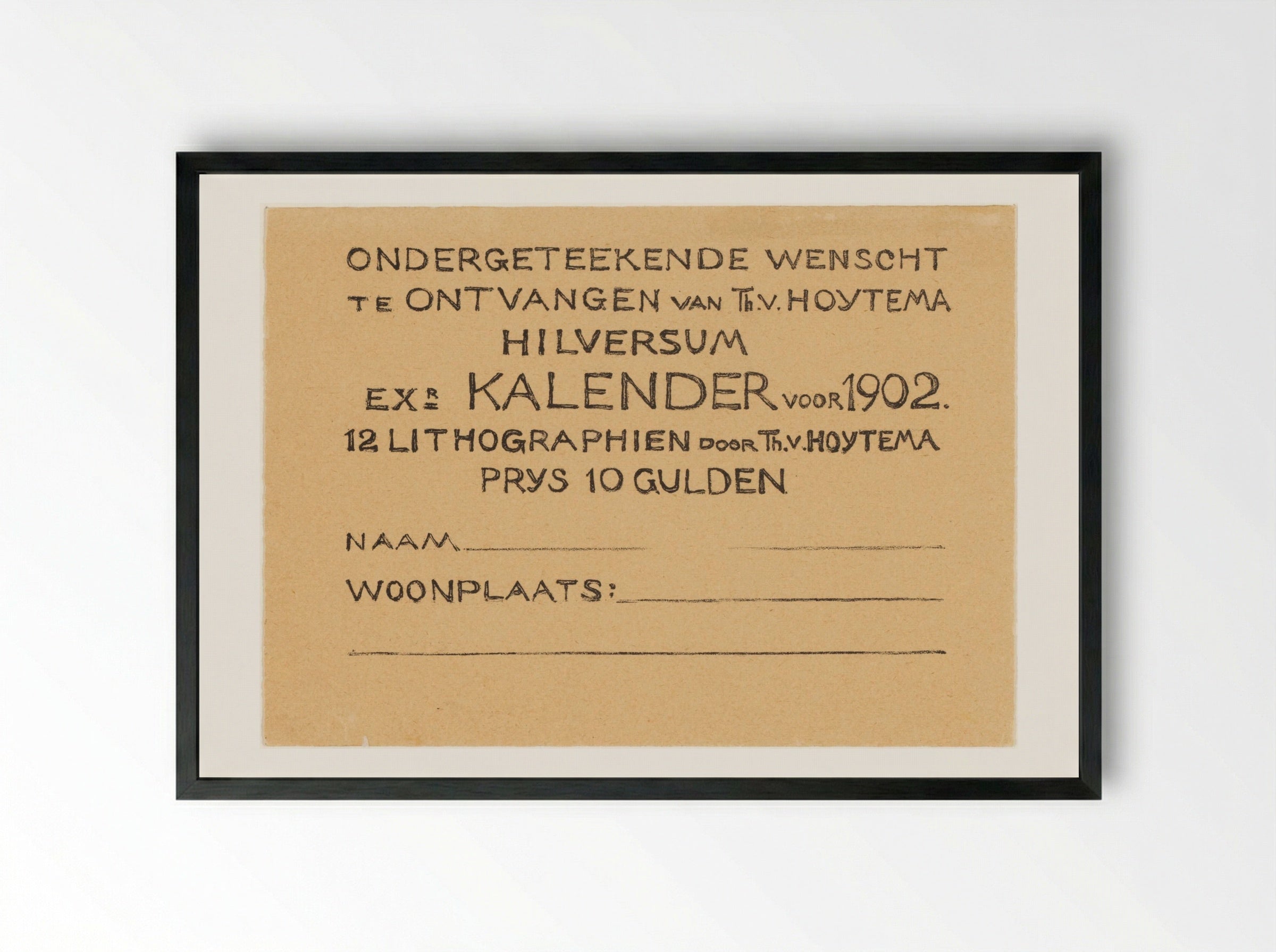 Bestelkaart voor kalender 1902 - Theo van Hoytema - Framed Print Black