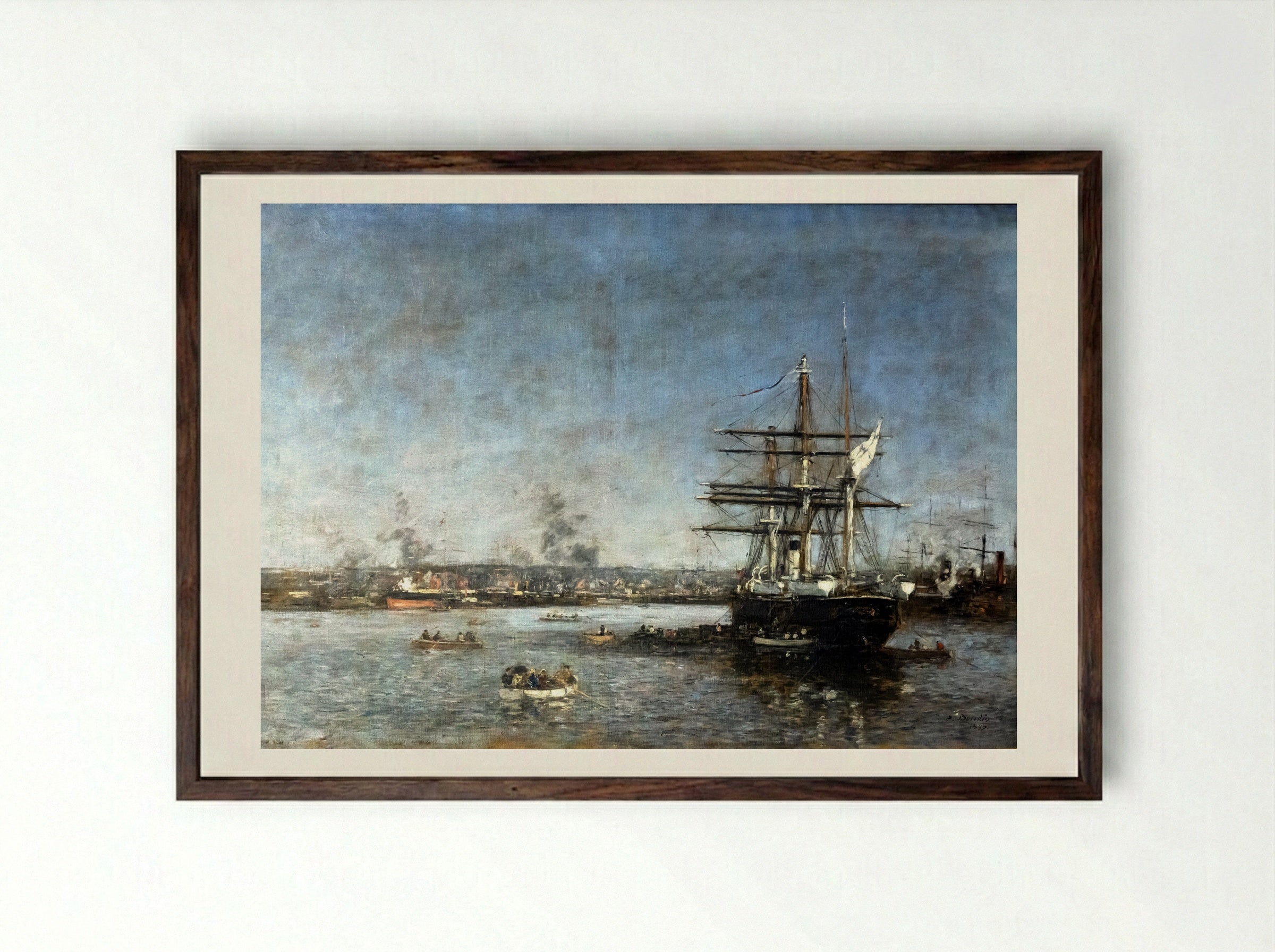 The Port - Eugène Boudin - Framed Print Dark Wood