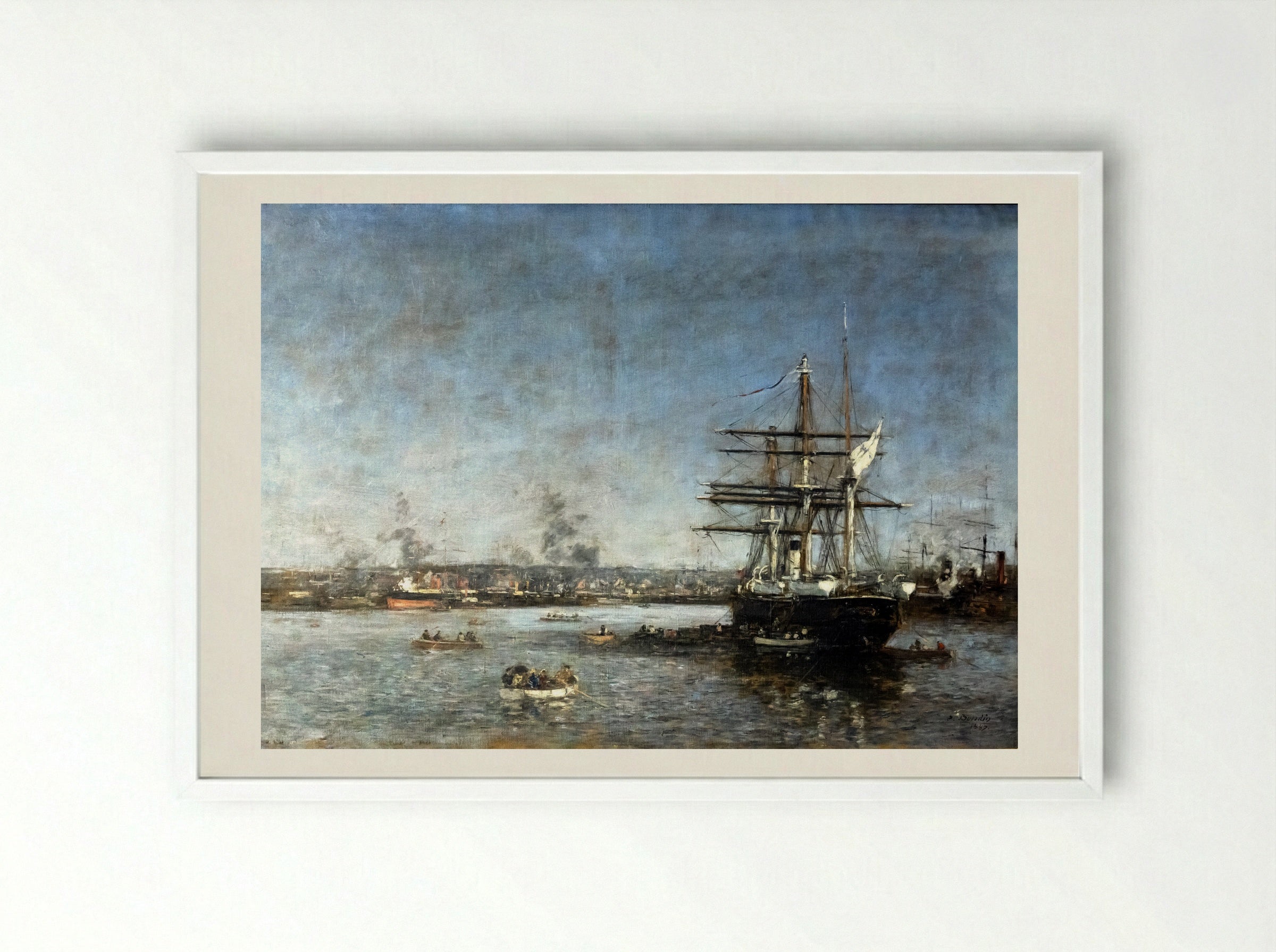 The Port - Eugène Boudin - Framed Print White