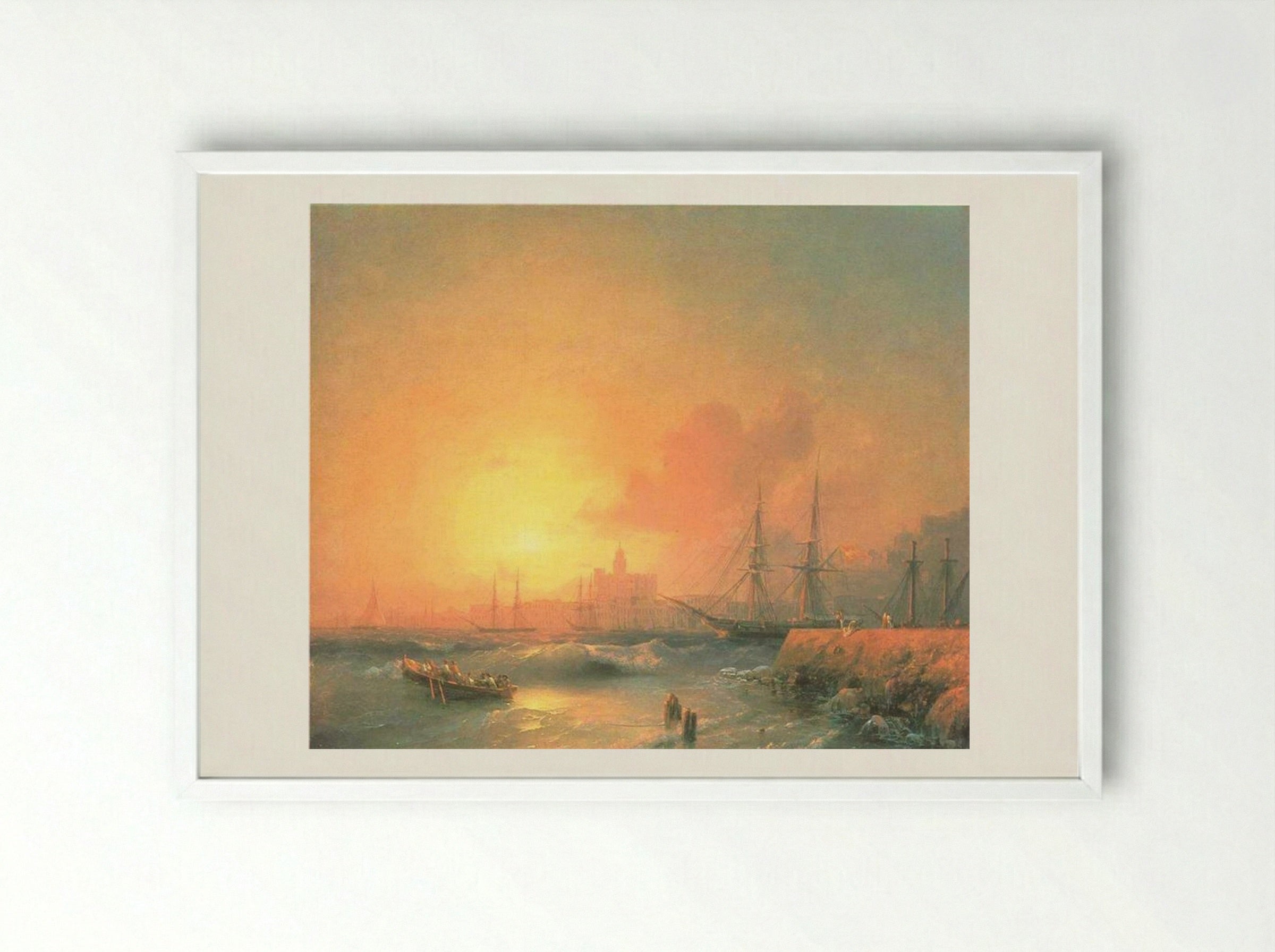 Malaga - Ivan Aivazovsky - Framed Print White