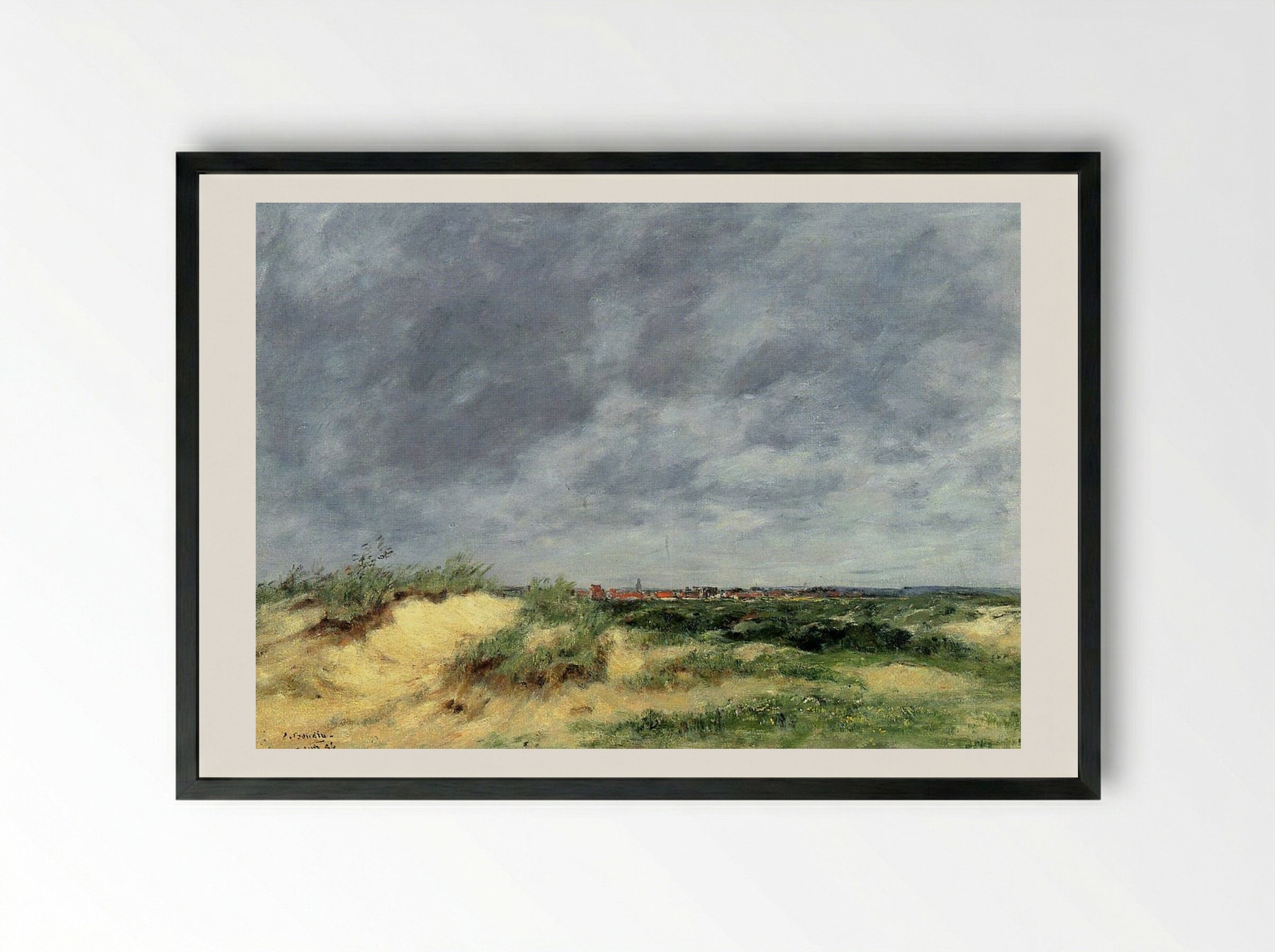 The Berck Dunes - Eugène Boudin - Framed Print Black