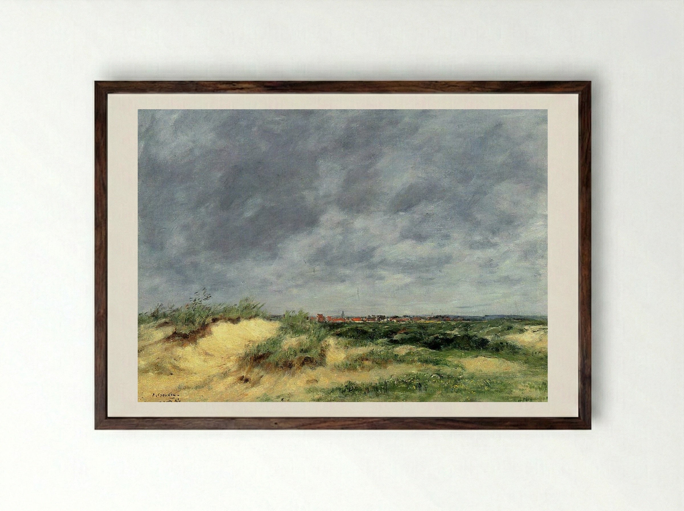 The Berck Dunes - Eugène Boudin - Framed Print Dark Wood