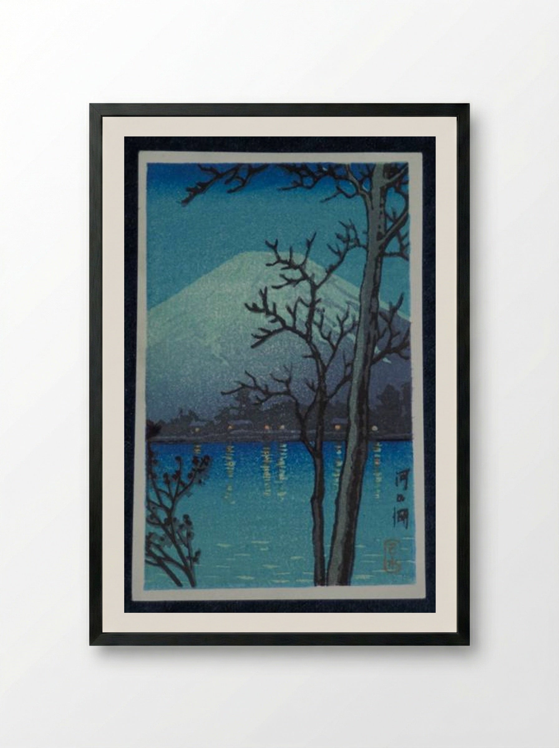 Evening at Minakami - Hasui Kawase - Framed Print Black