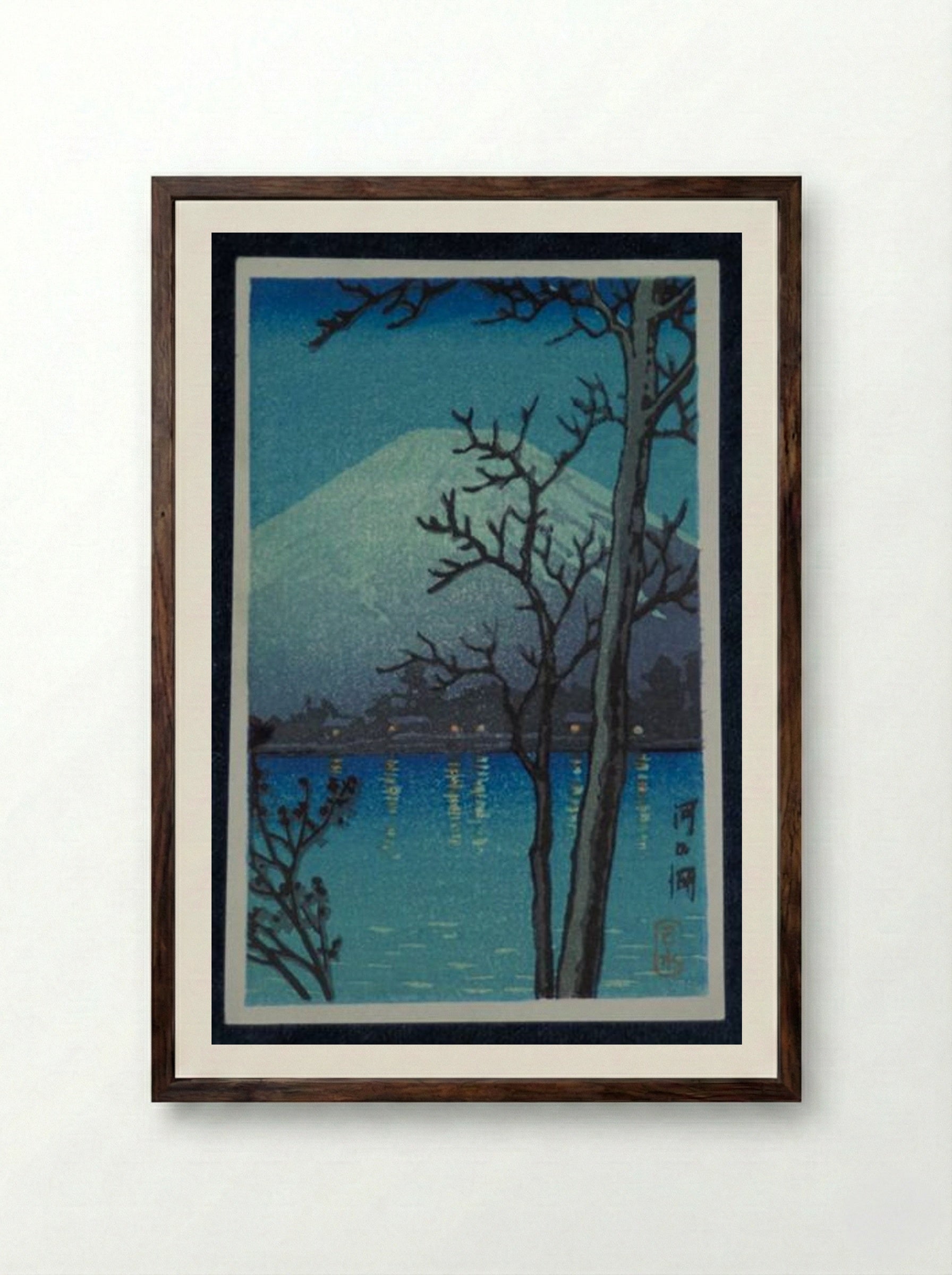 Evening at Minakami - Hasui Kawase - Framed Print Dark Wood