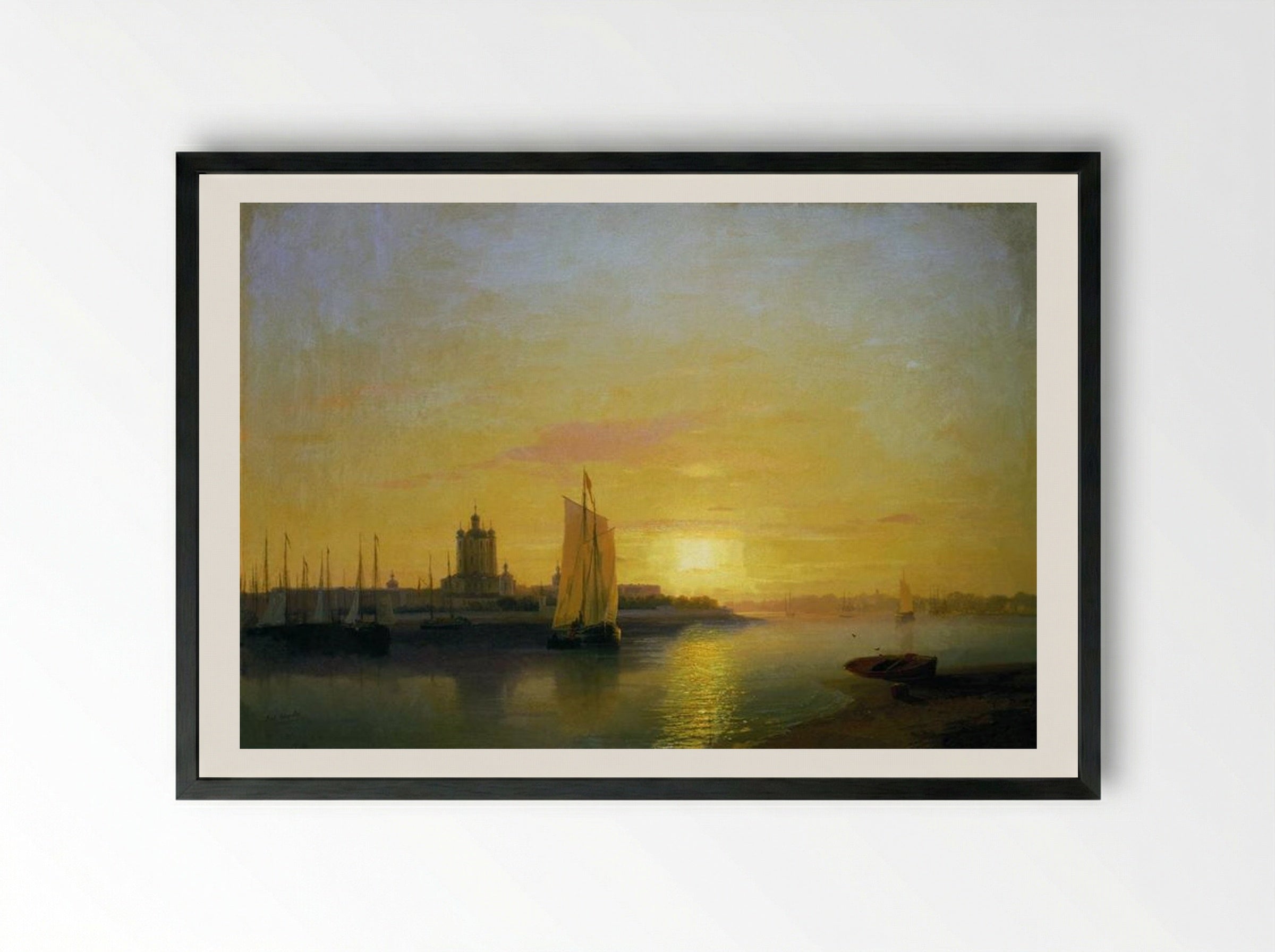 Smolny Convent at Sunset - Ivan Aivazovsky - Framed Print Black