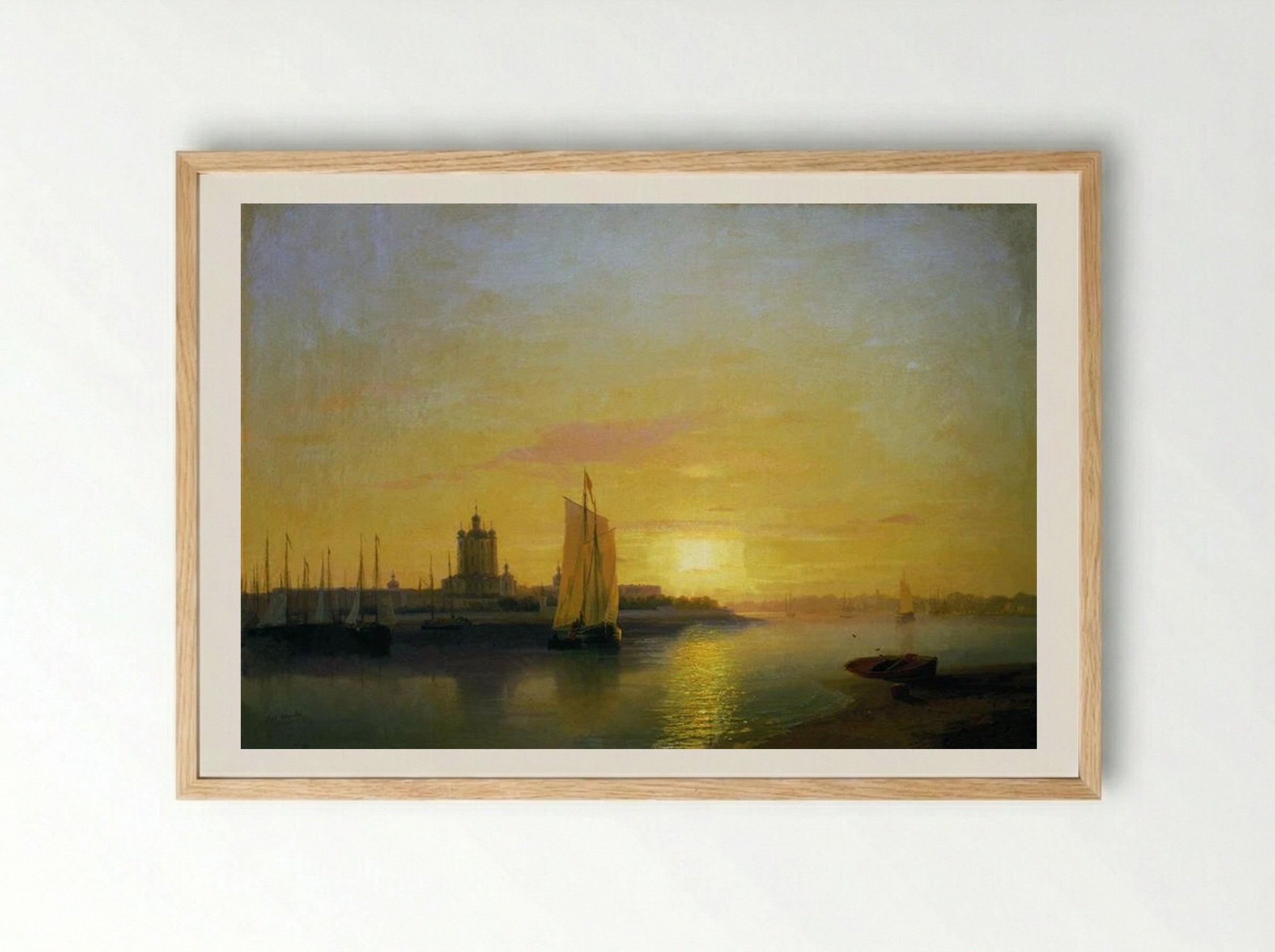 Smolny Convent at Sunset - Ivan Aivazovsky - Framed Print Wood