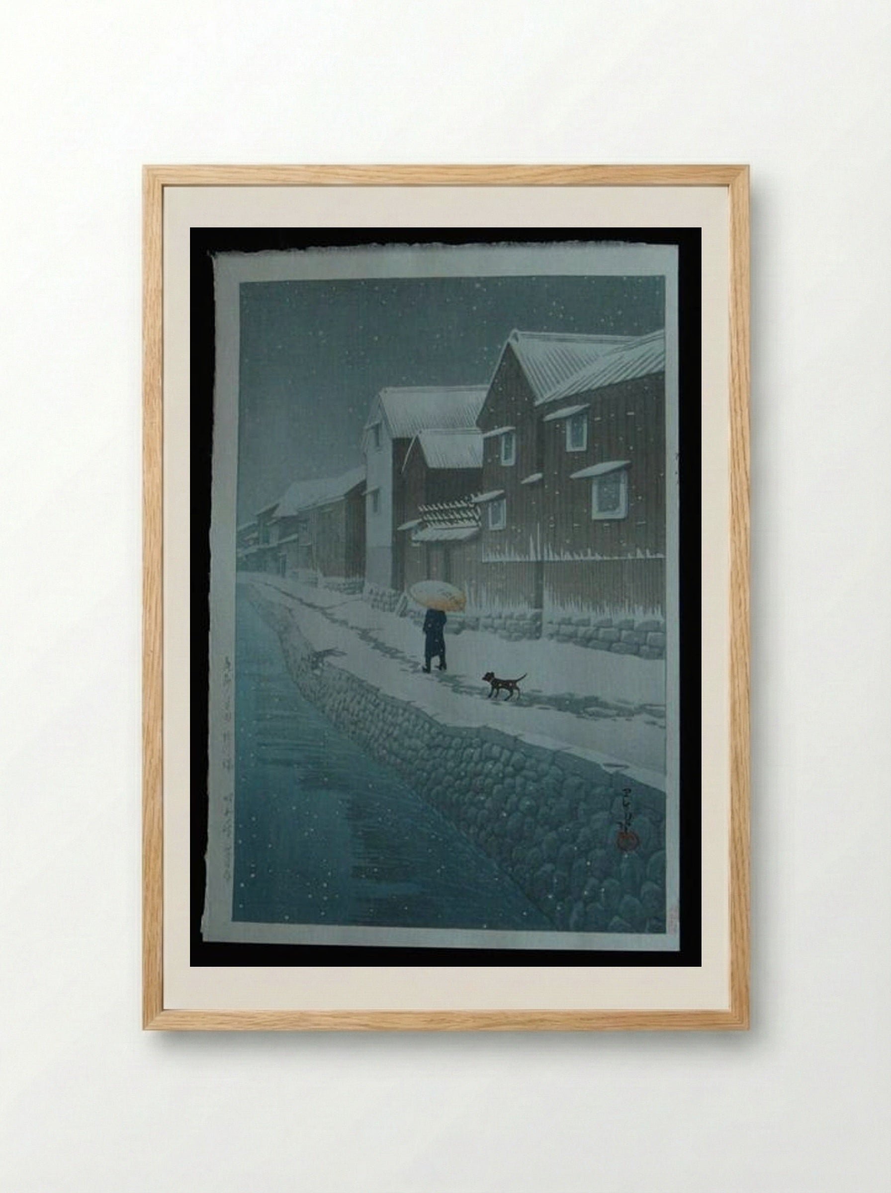 Snow at Shinkawabata - Hasui Kawase - Framed Print Wood
