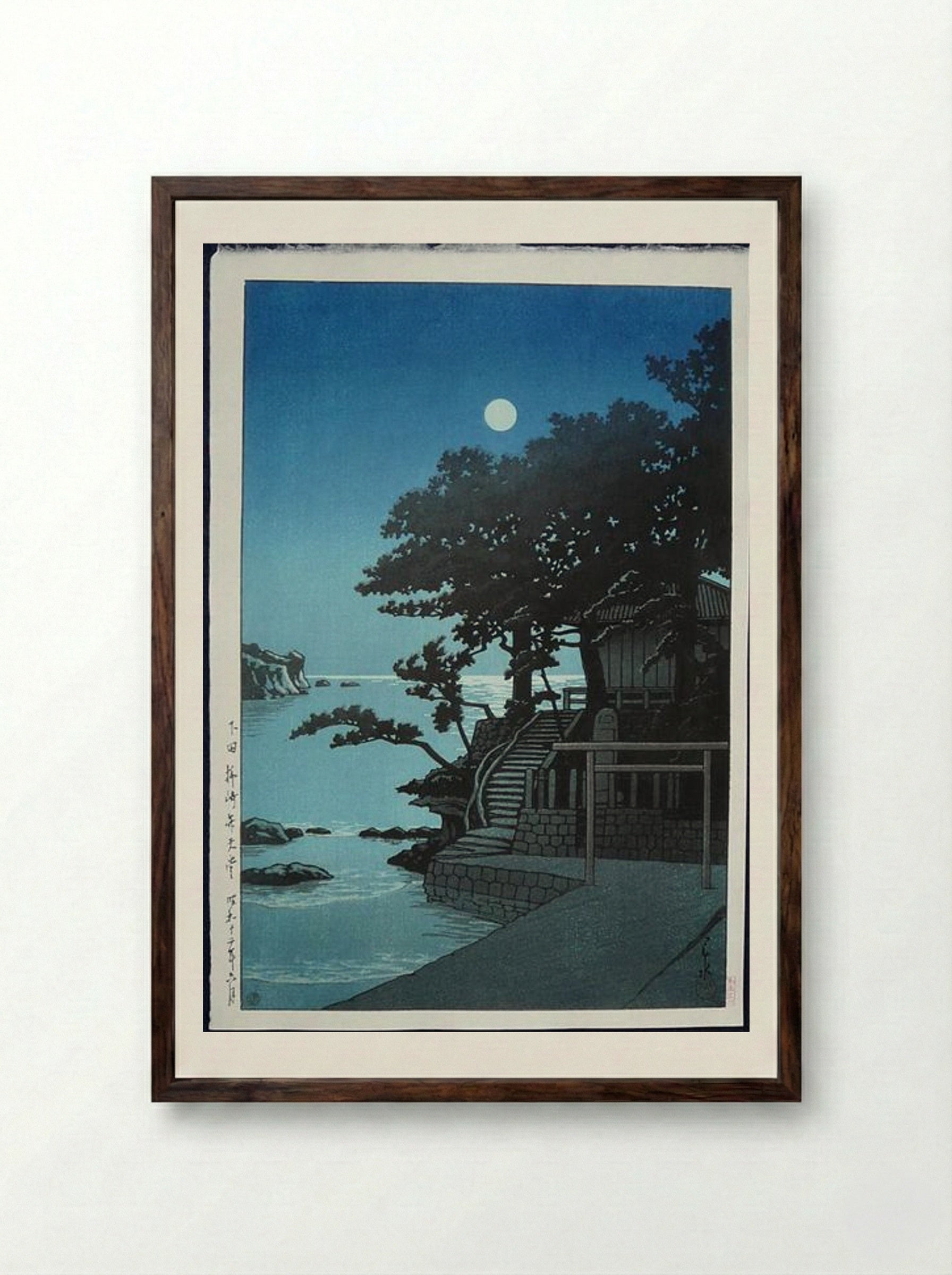 Kakizaki Bentendo Shrine at Shimoda - Hasui Kawase - Framed Print Dark Wood