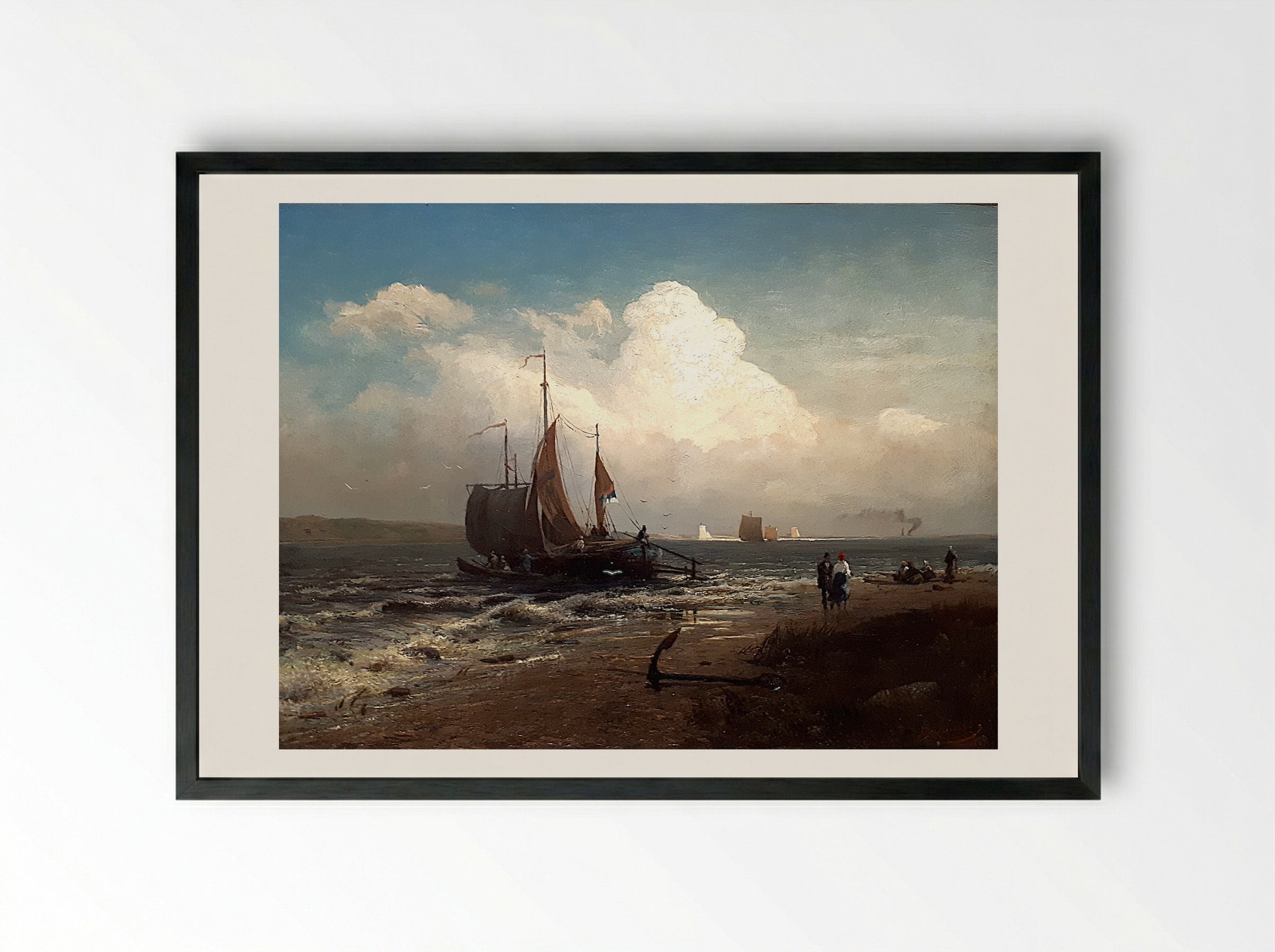On the River. Windy Day - Fyodor Vasilyev - Framed Print Black