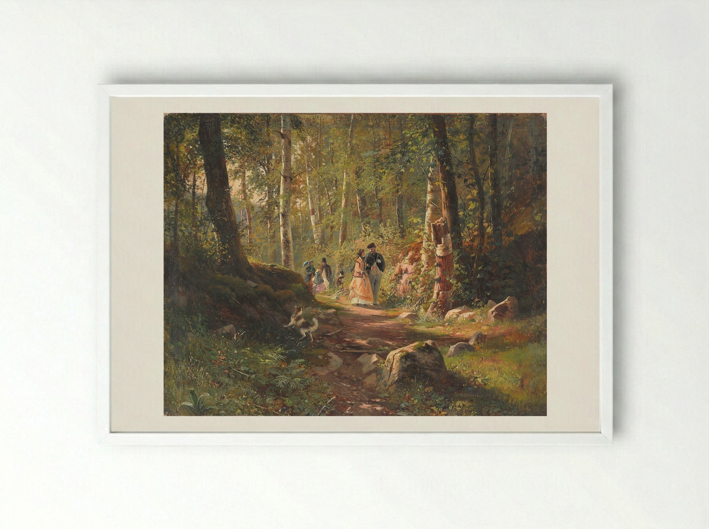 A Walk in the Forest - Ivan Shishkin - Framed Print White