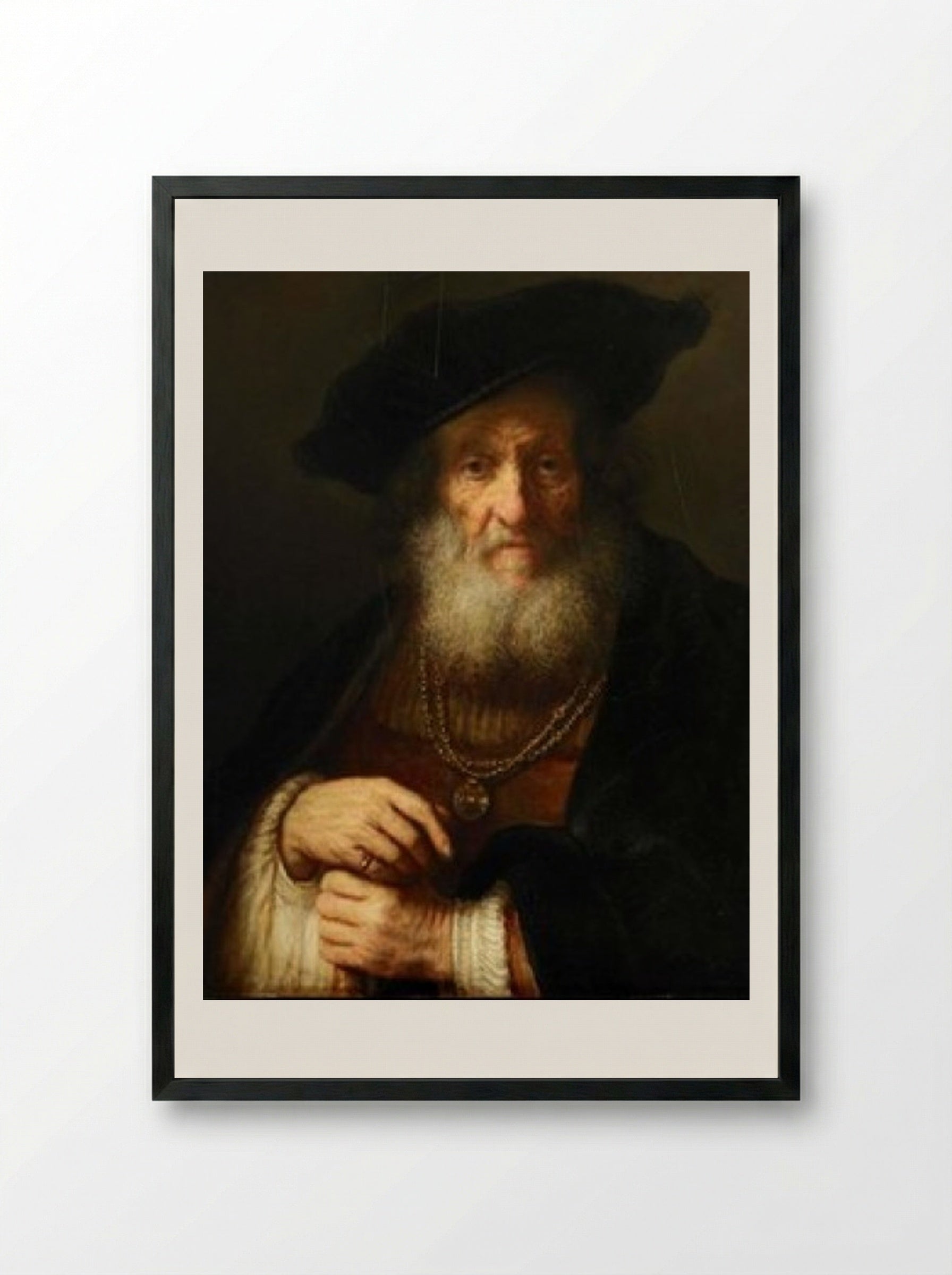 Portrait of an Old Man - Rembrandt Harmensz. van Rijn - Framed Print Black