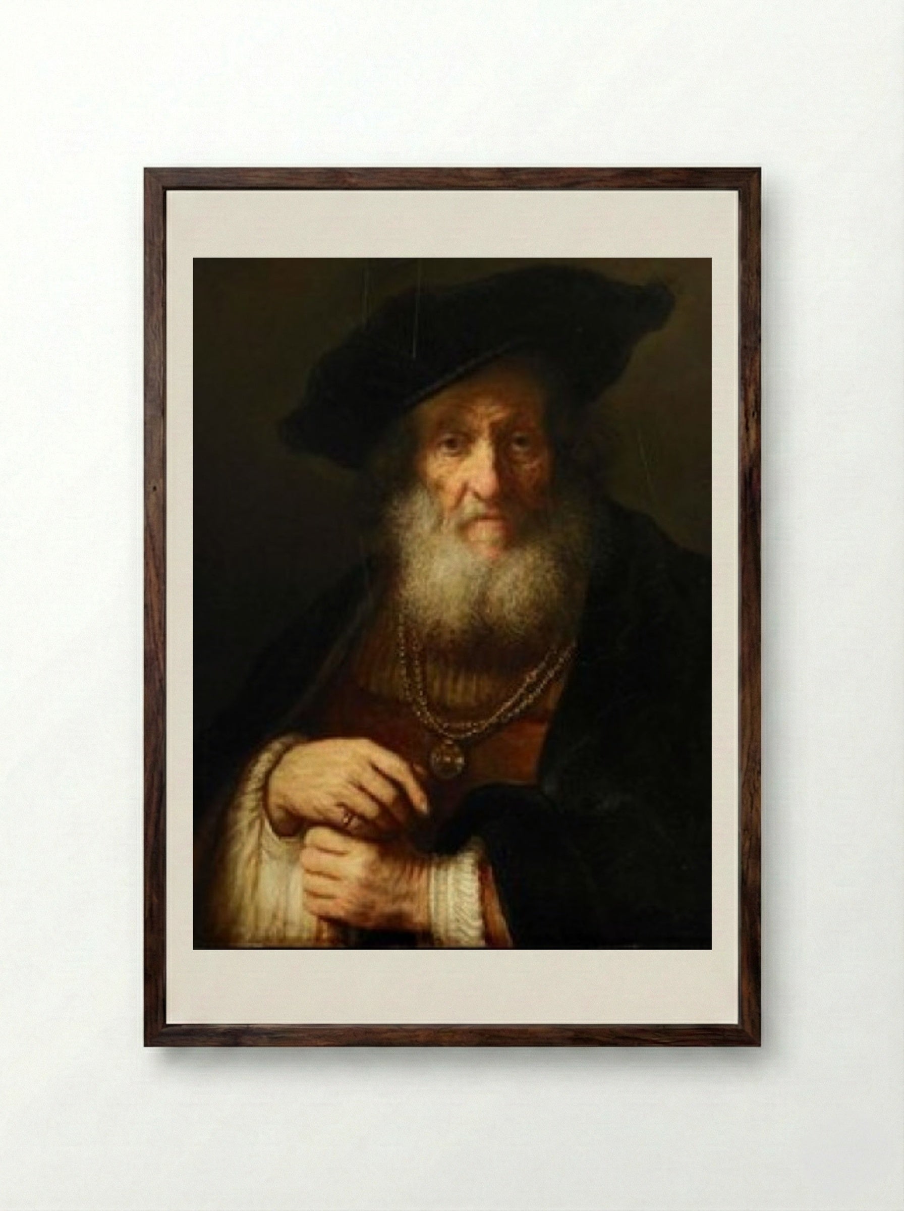 Portrait of an Old Man - Rembrandt Harmensz. van Rijn - Framed Print Dark Wood