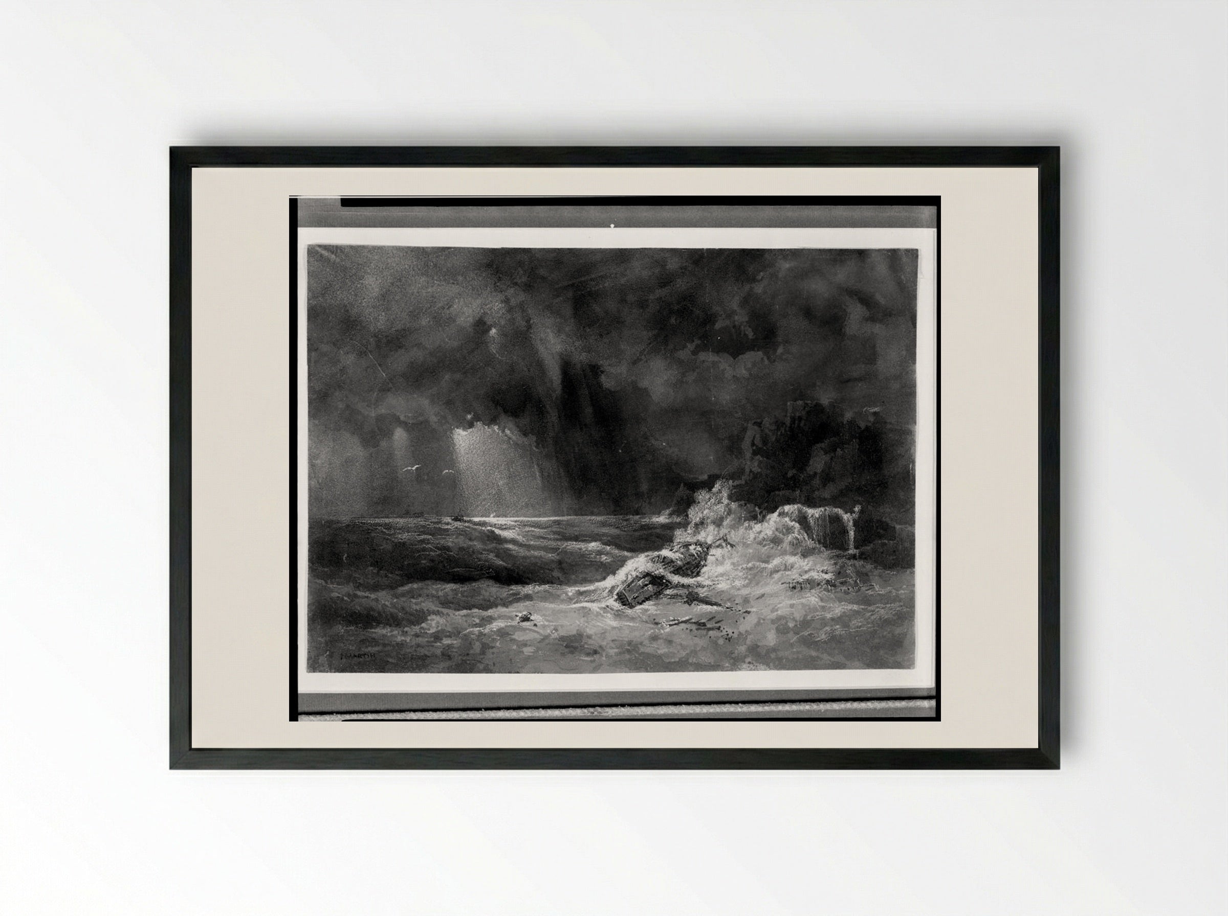 Shipwreck - John Martin - Framed Print Black
