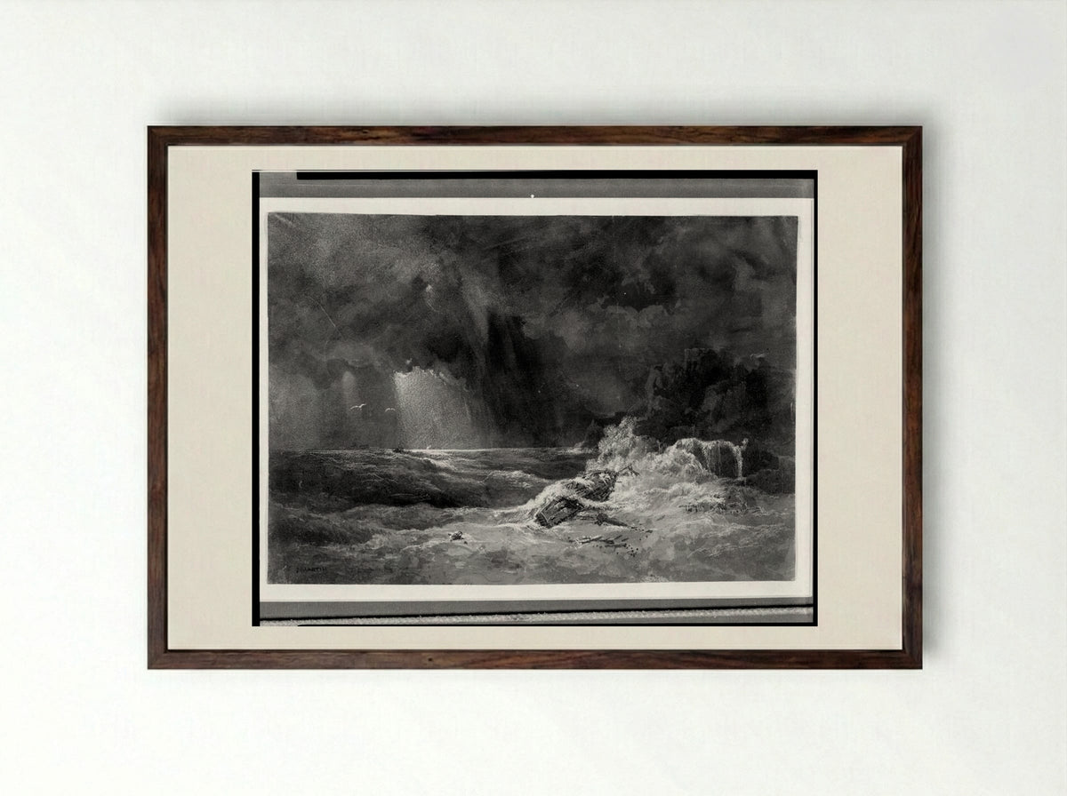 Shipwreck - John Martin - Framed Print Dark Wood