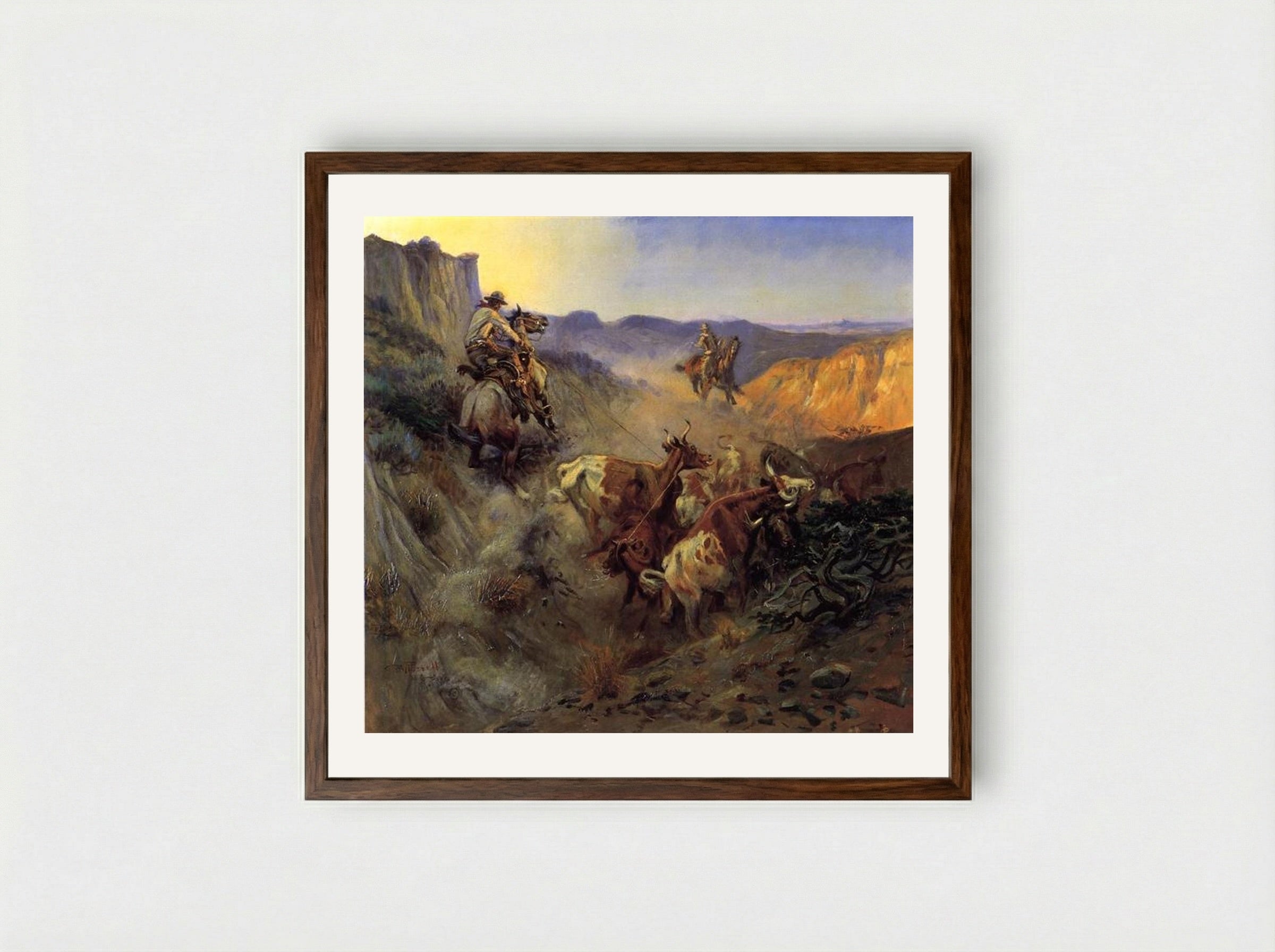 The Slick Ear - Charles M. Russell - Framed Print Dark Wood