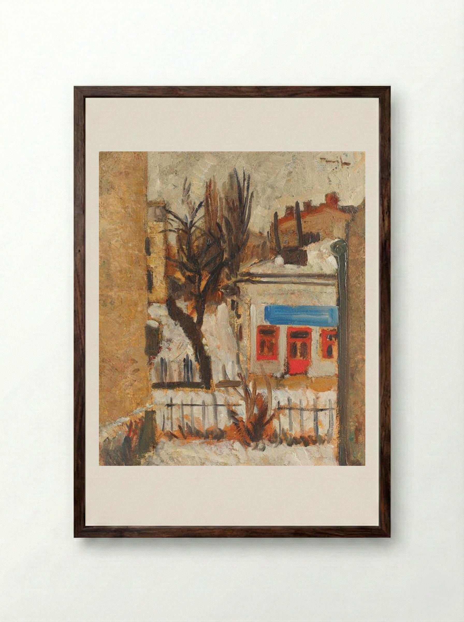 Winter Landscape - Nicolae Tonitza - Framed Print Dark Wood