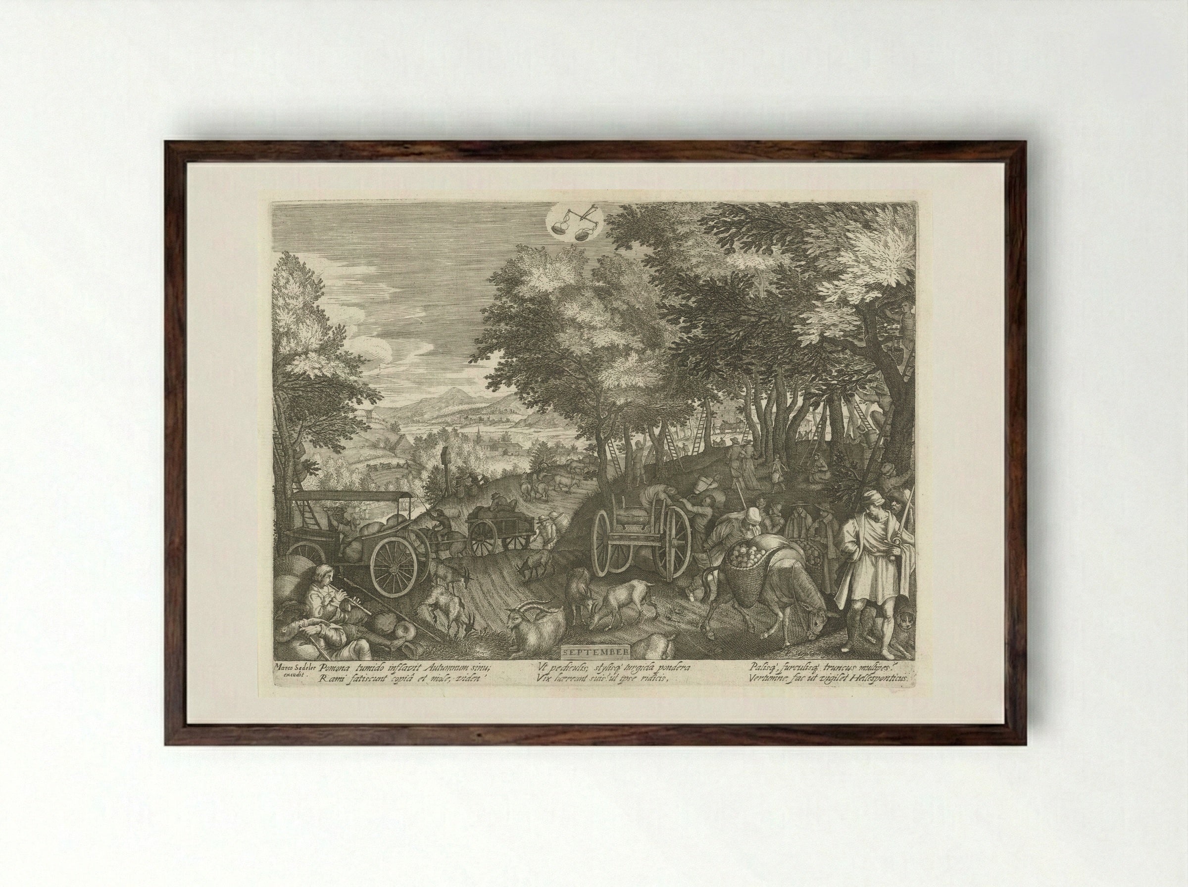 September - Aegidius Sadeler (II) - Framed Print Dark Wood