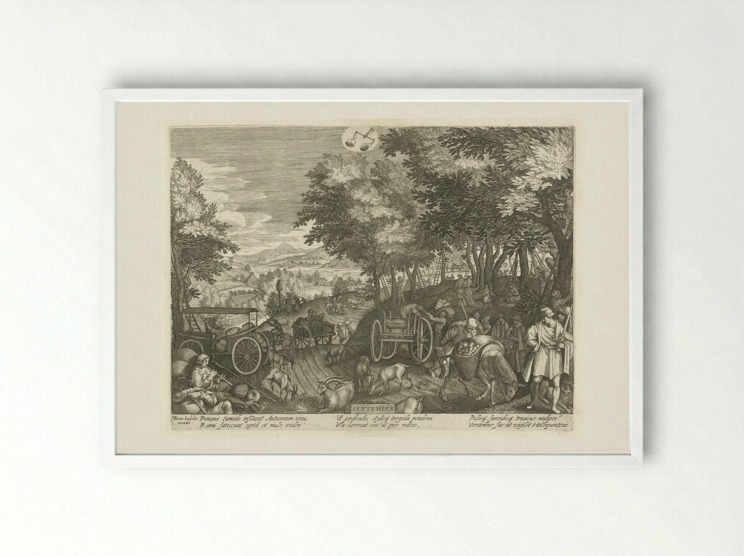 September - Aegidius Sadeler (II) - Framed Print White