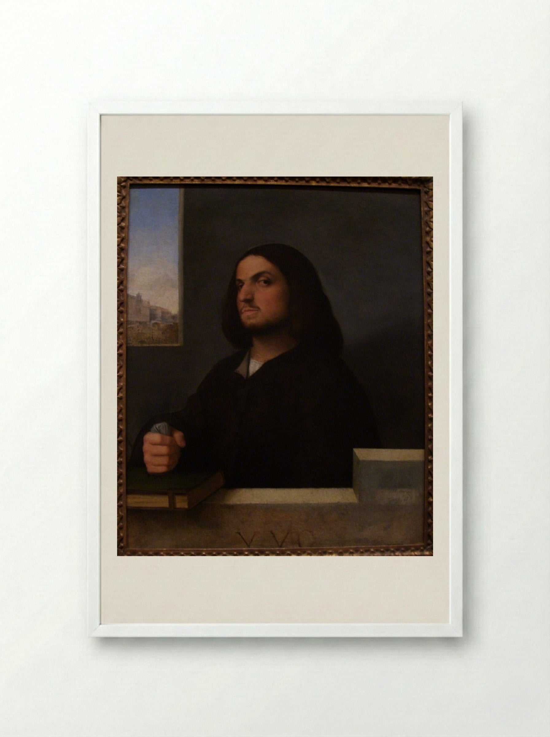 Portrait of a Venetian Gentleman - Giorgione - Framed Print White