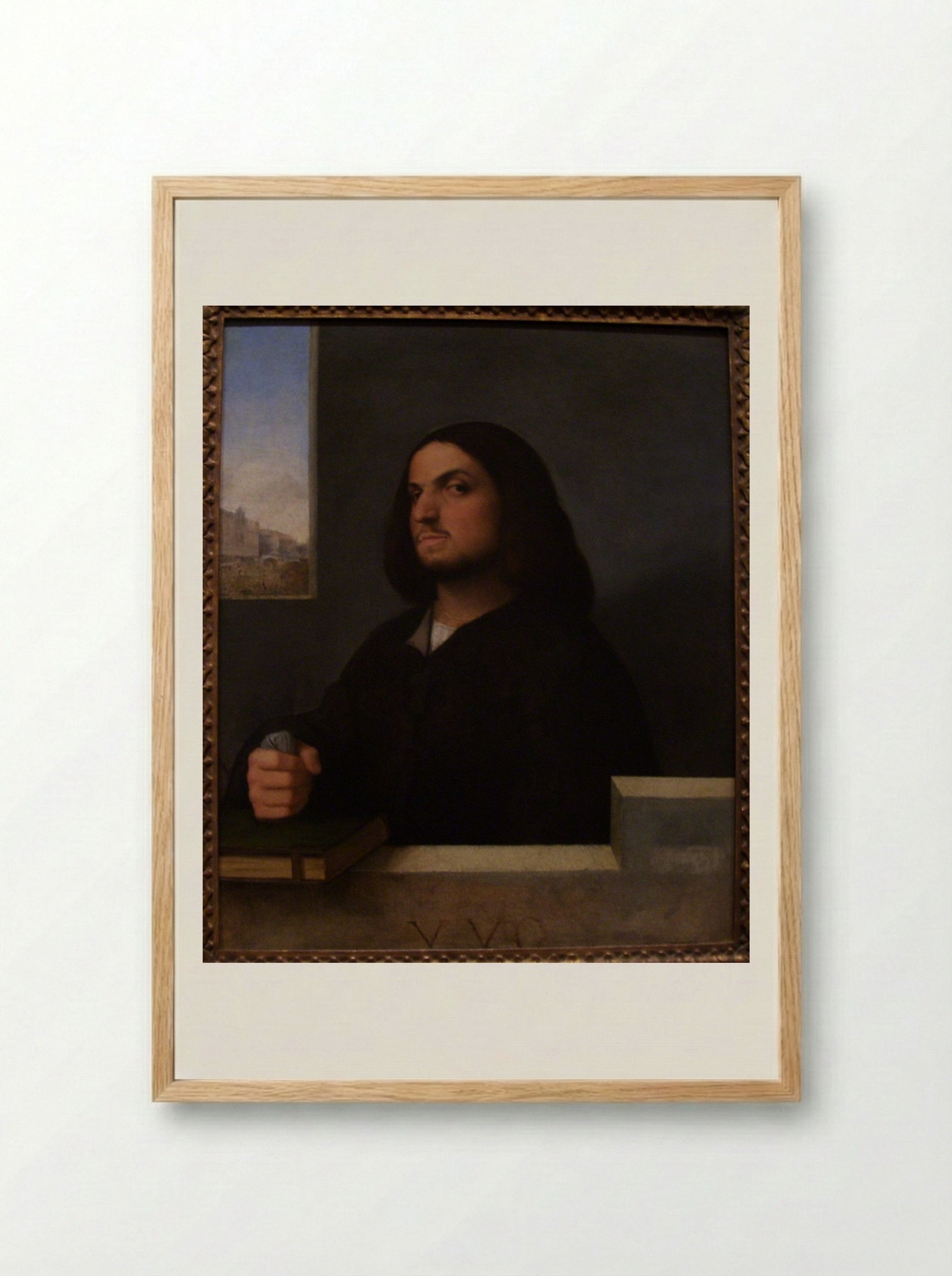 Portrait of a Venetian Gentleman - Giorgione - Framed Print Wood