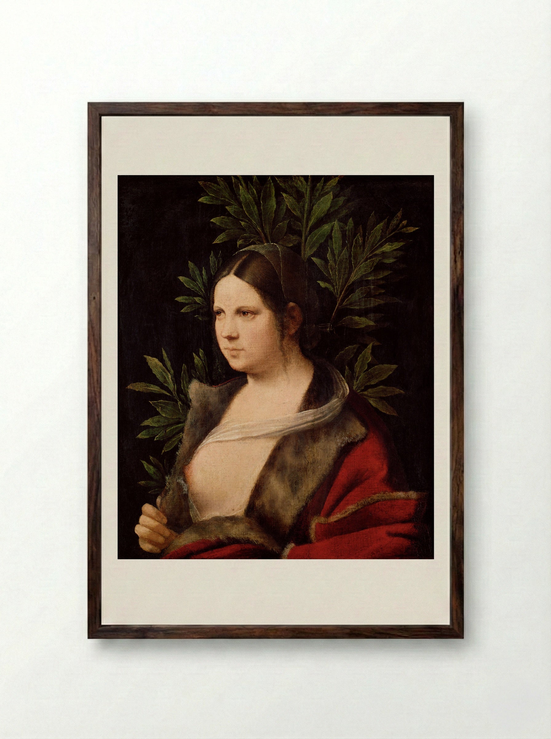 Laura - Giorgione - Framed Print Dark Wood