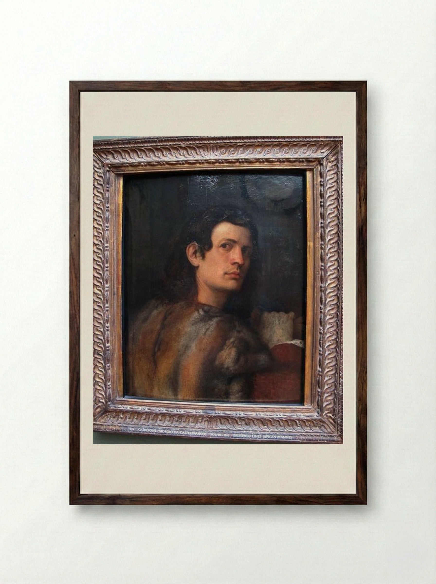 Portrait of a Young Man - Giorgione - Framed Print Dark Wood