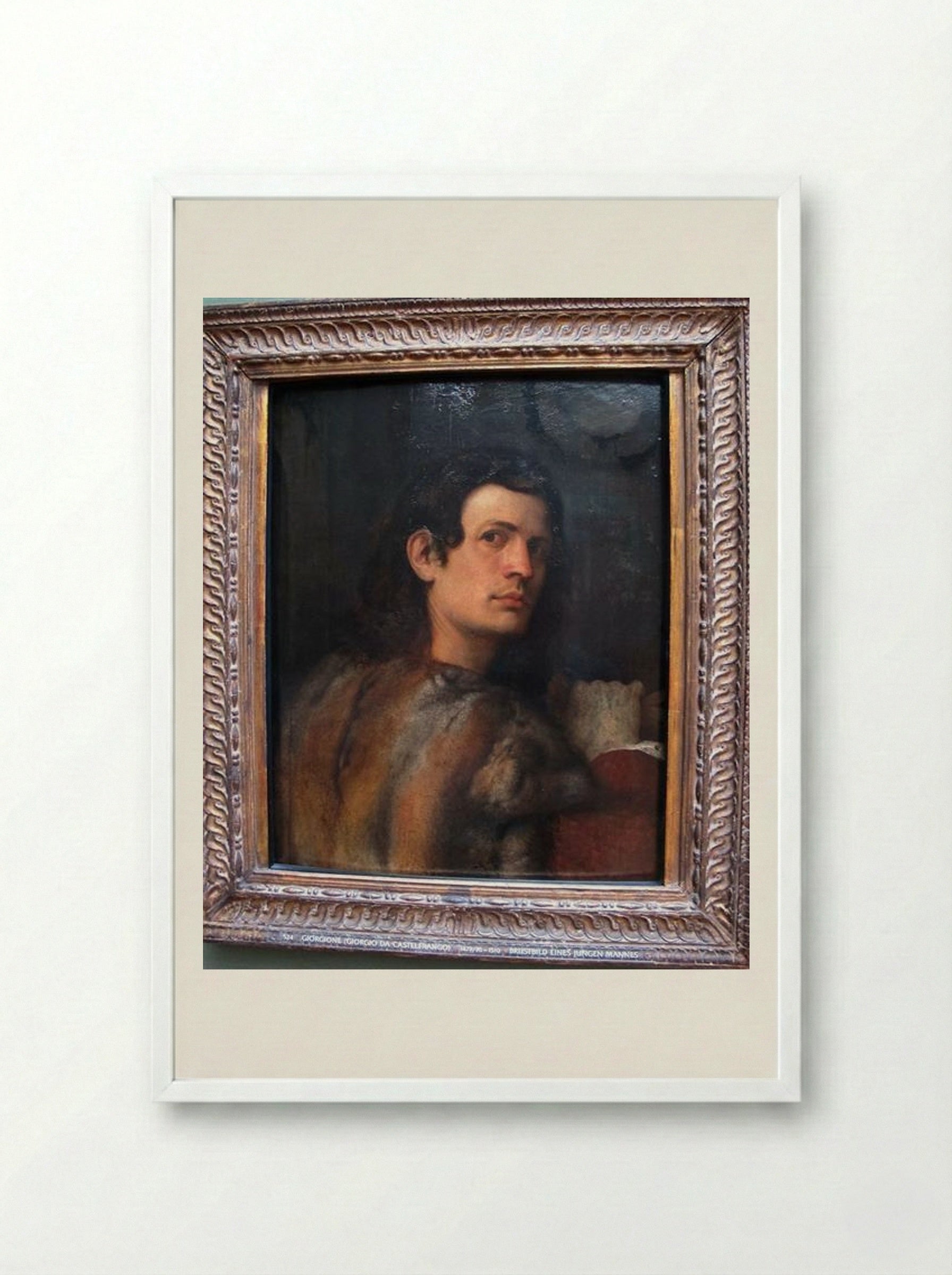 Portrait of a Young Man - Giorgione - Framed Print White