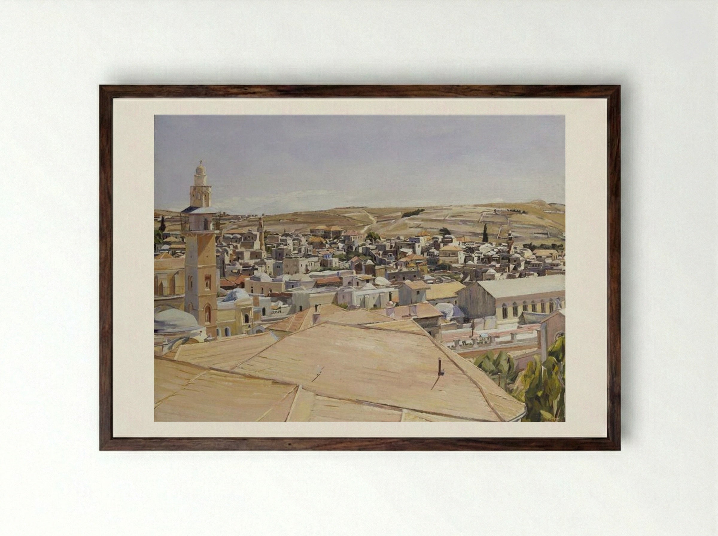 Jerusalem, Looking to Mount Scopus - David Bomberg - Framed Print Dark Wood