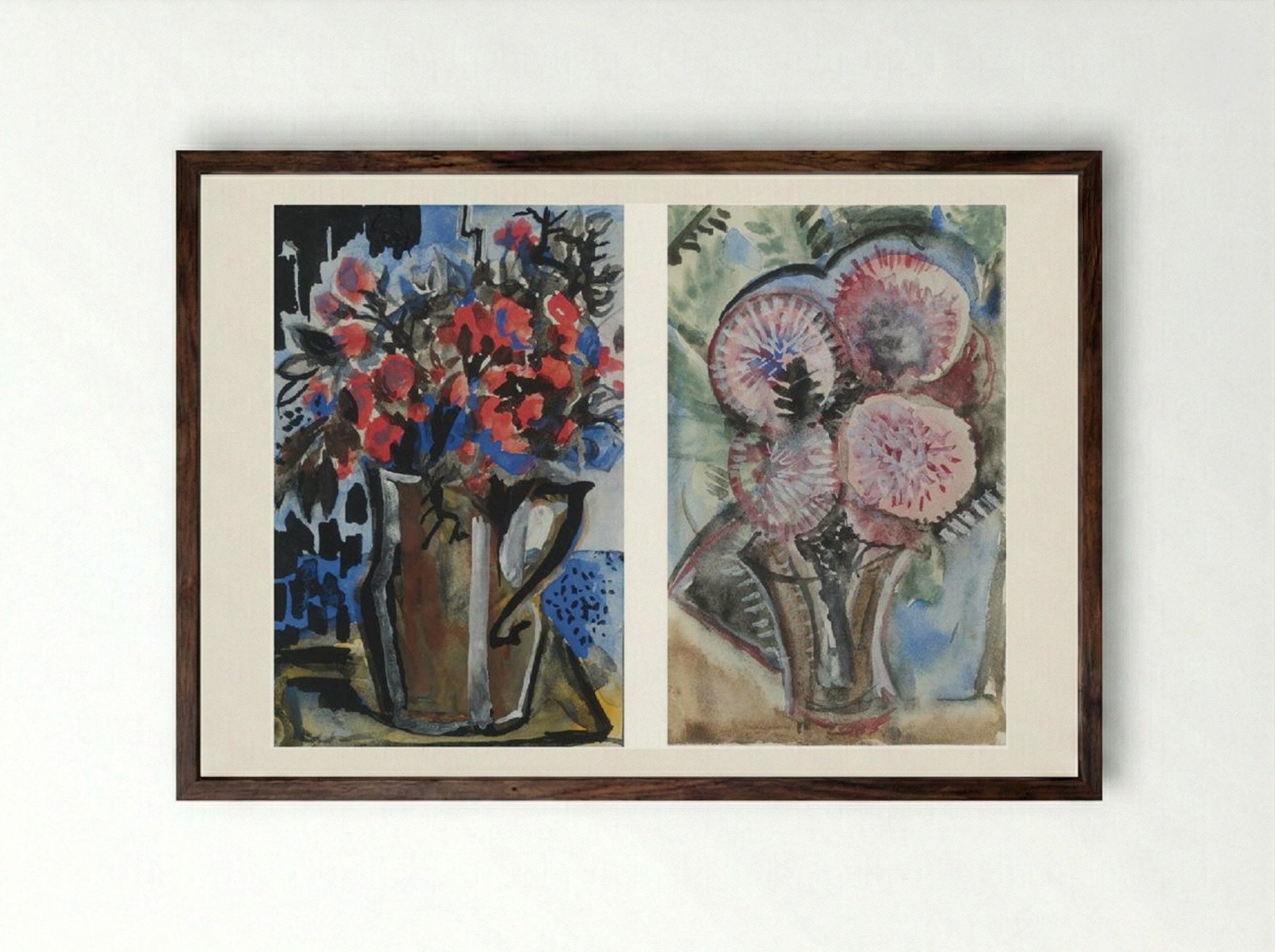 Still Life with a Tiger Lily - Natalia Goncharova - Framed Print Dark Wood