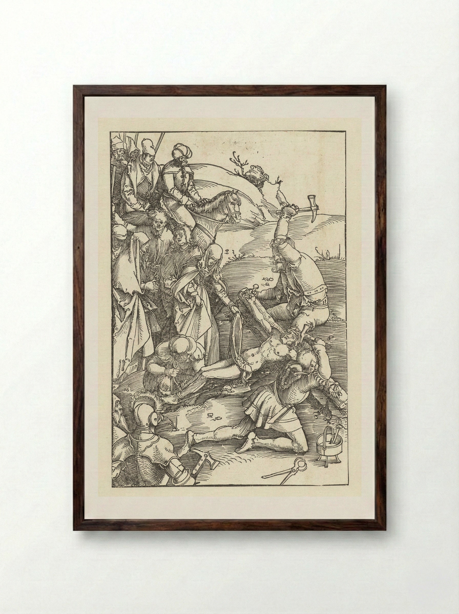 Christ Nailed to the Cross - Hans Baldung Grien - Framed Print Dark Wood