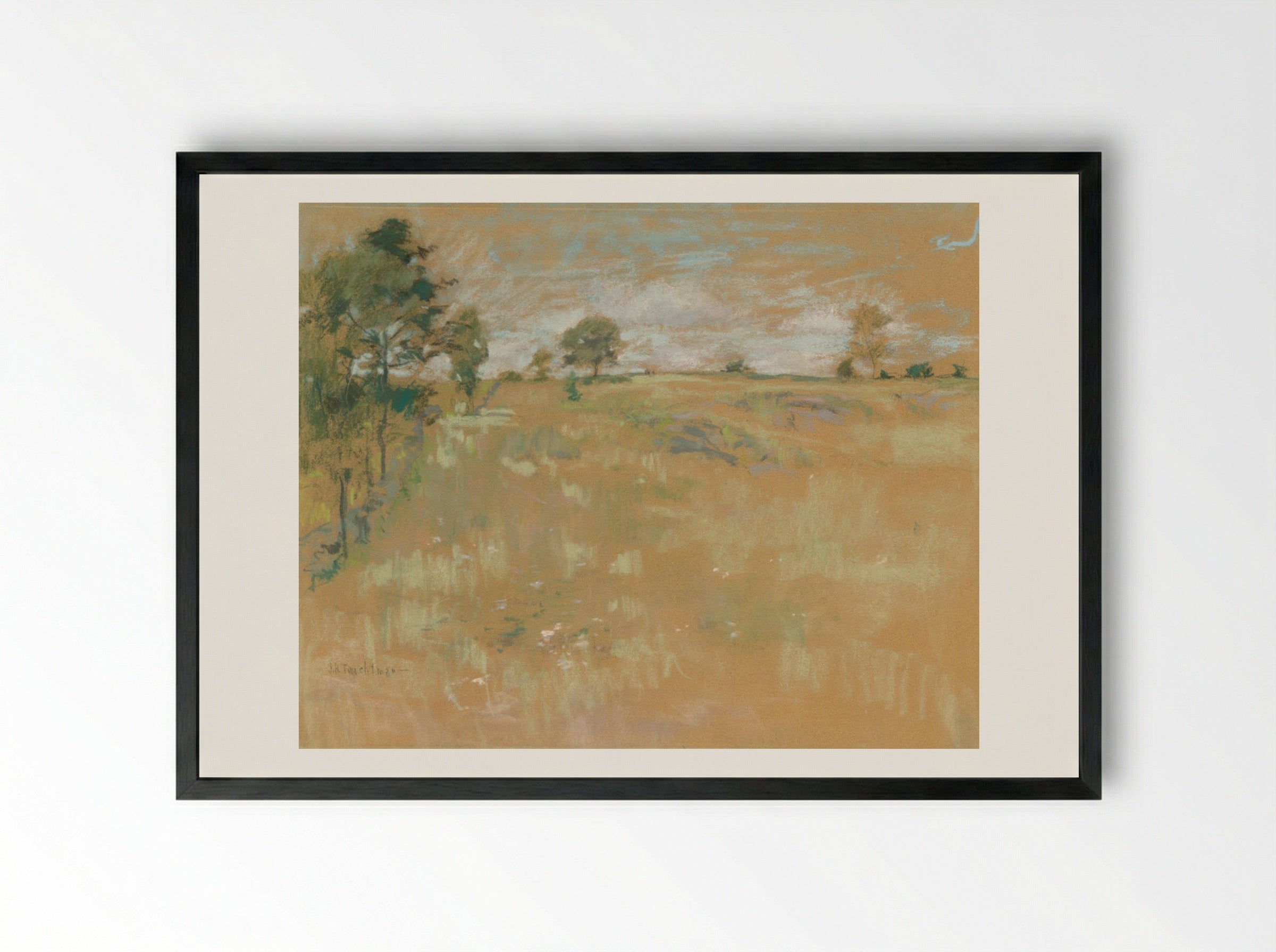 Pastures, Branchville, Connecticut - John Henry Twachtman - Framed Print Black