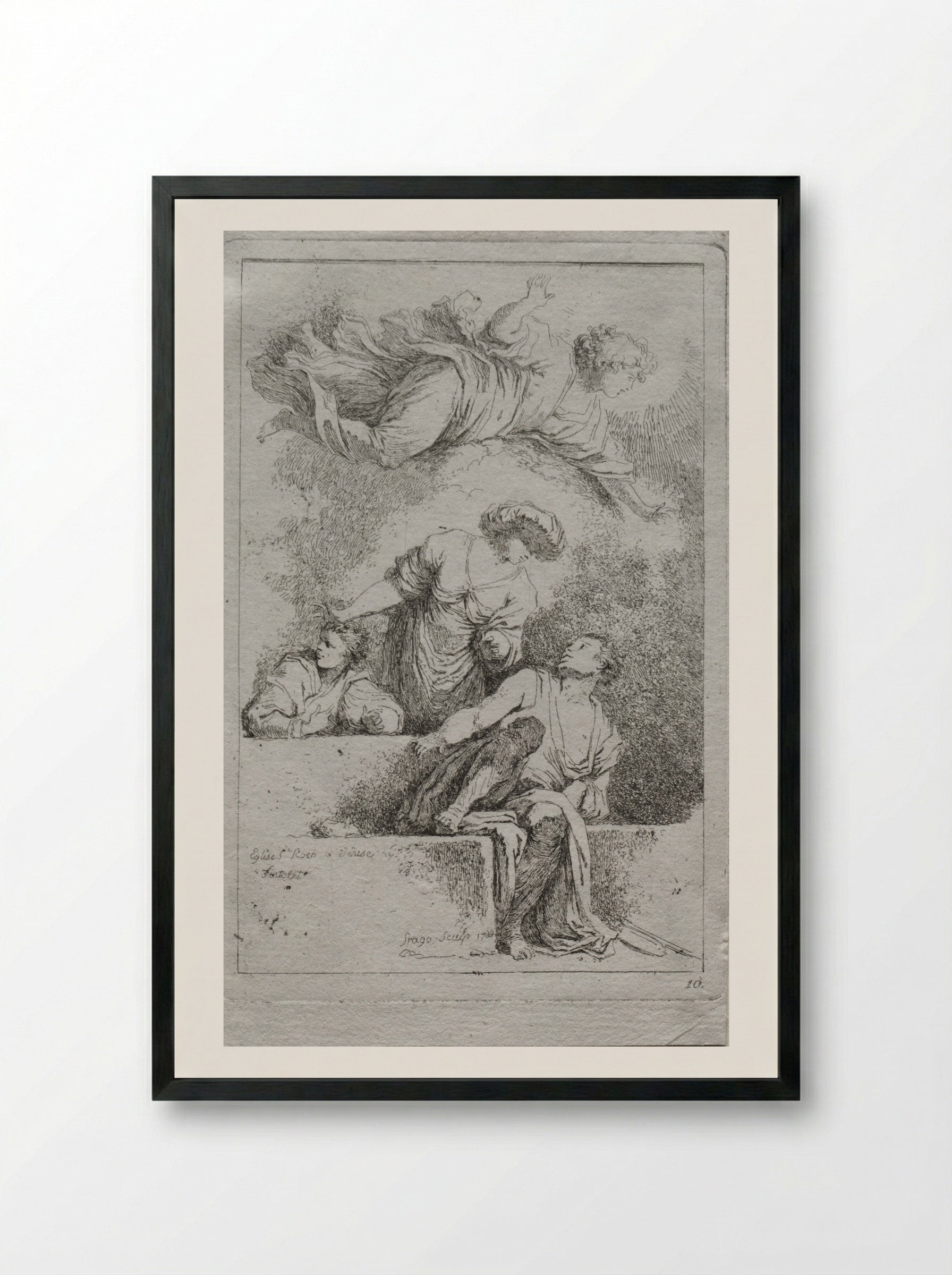 The Disciples at the Tomb - Jean-Honoré Fragonard - Framed Print Black